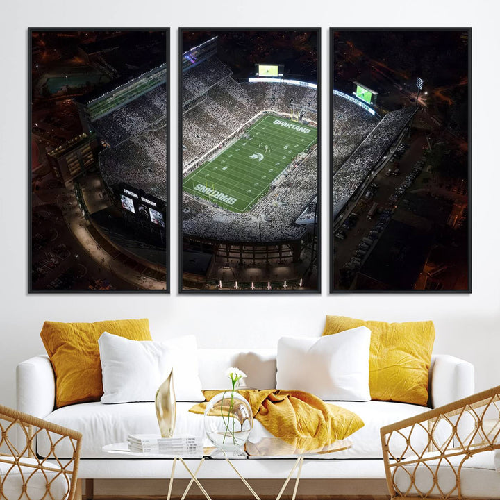 Michigan State Spartans Football Team Print - East Lansing Spartan Stadium Print Wall Art
