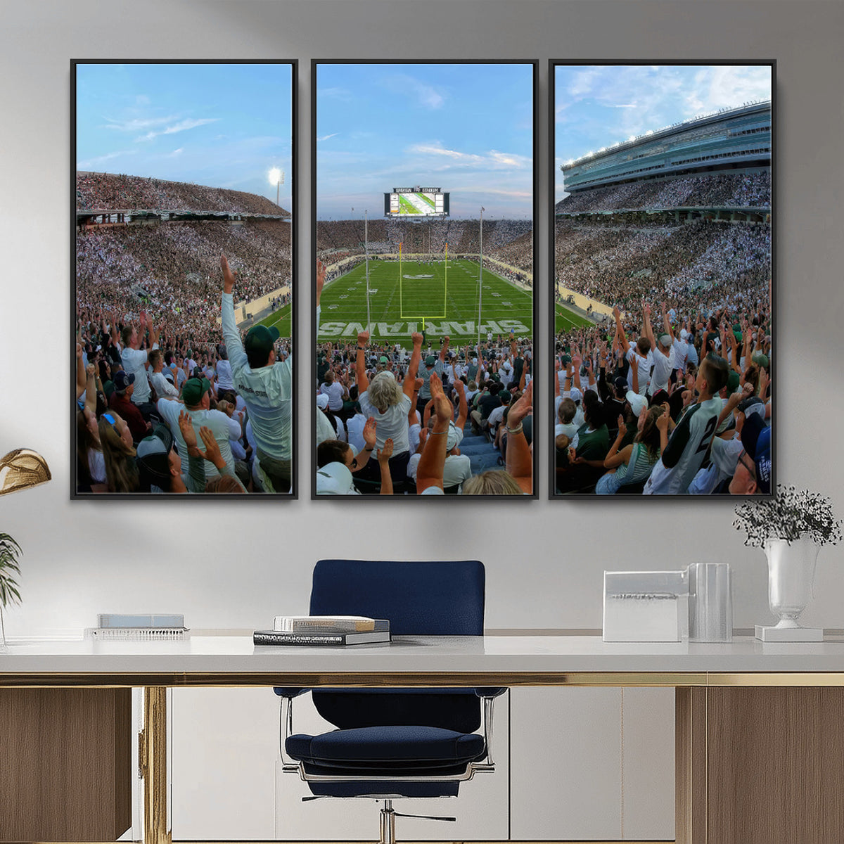 73105-PAN-FL-20X10 - Michigan State Spartans Football Team Art Print - East Lansing Spartan Stadium Wall Art Canvas Print