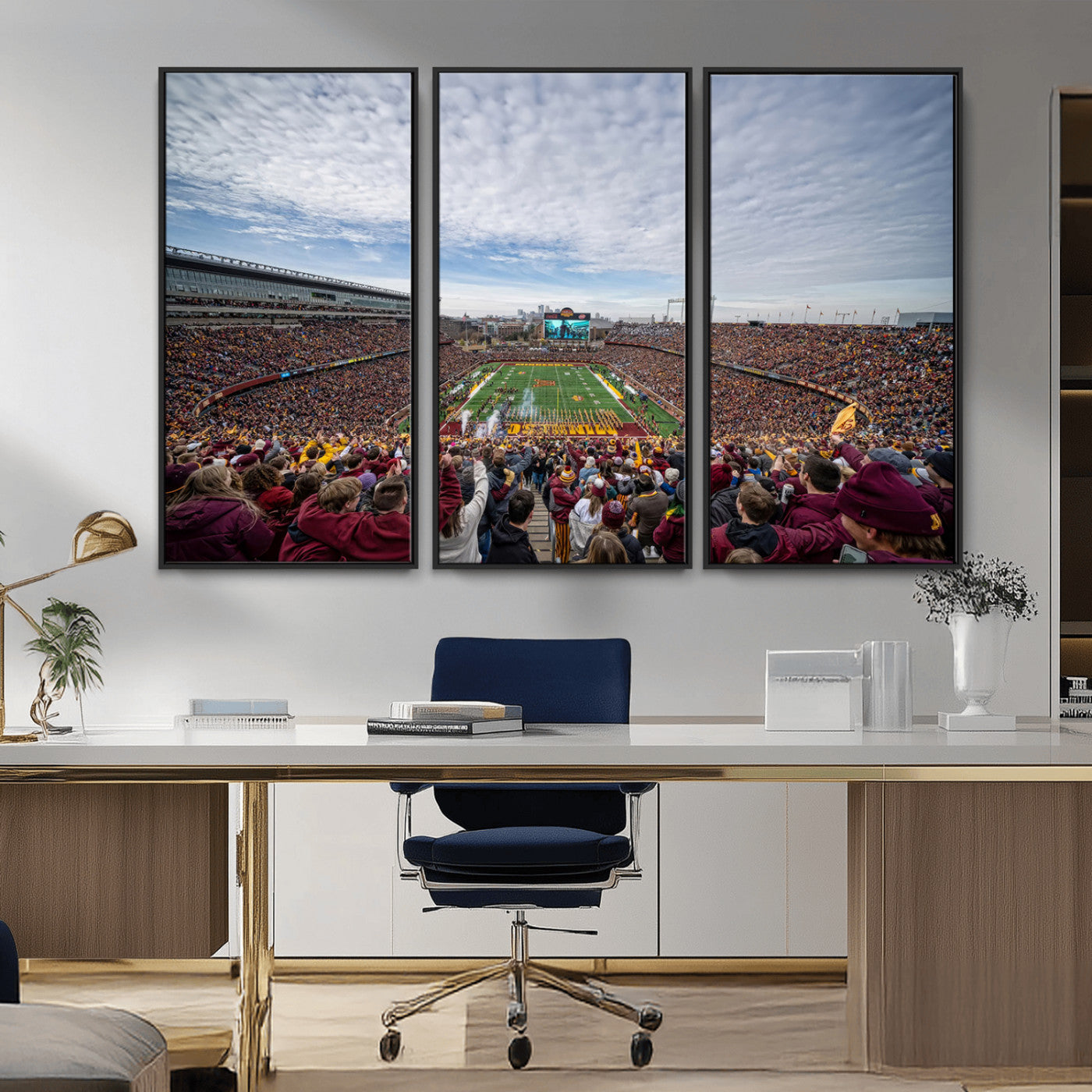MGV-FC-48X32-3P - University of Minnesota Golden Gophers Football Team Print - Minneapolis Huntington Bank Stadium Art