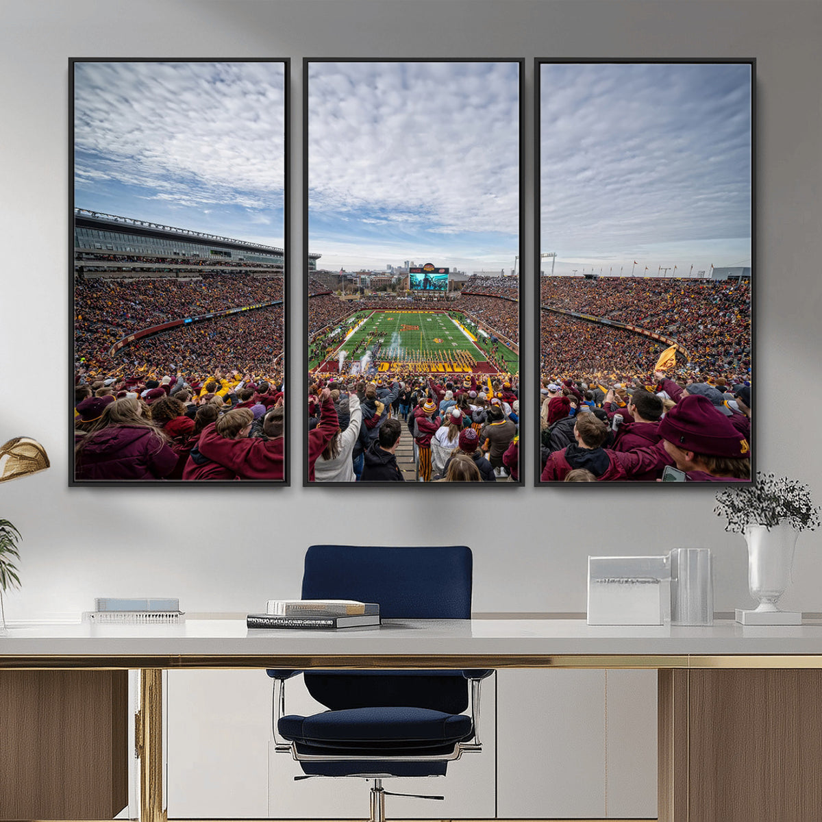 38459-PAN-FL-20X10 - University of Minnesota Golden Gophers Football Team Print - Minneapolis Huntington Bank Stadium Art