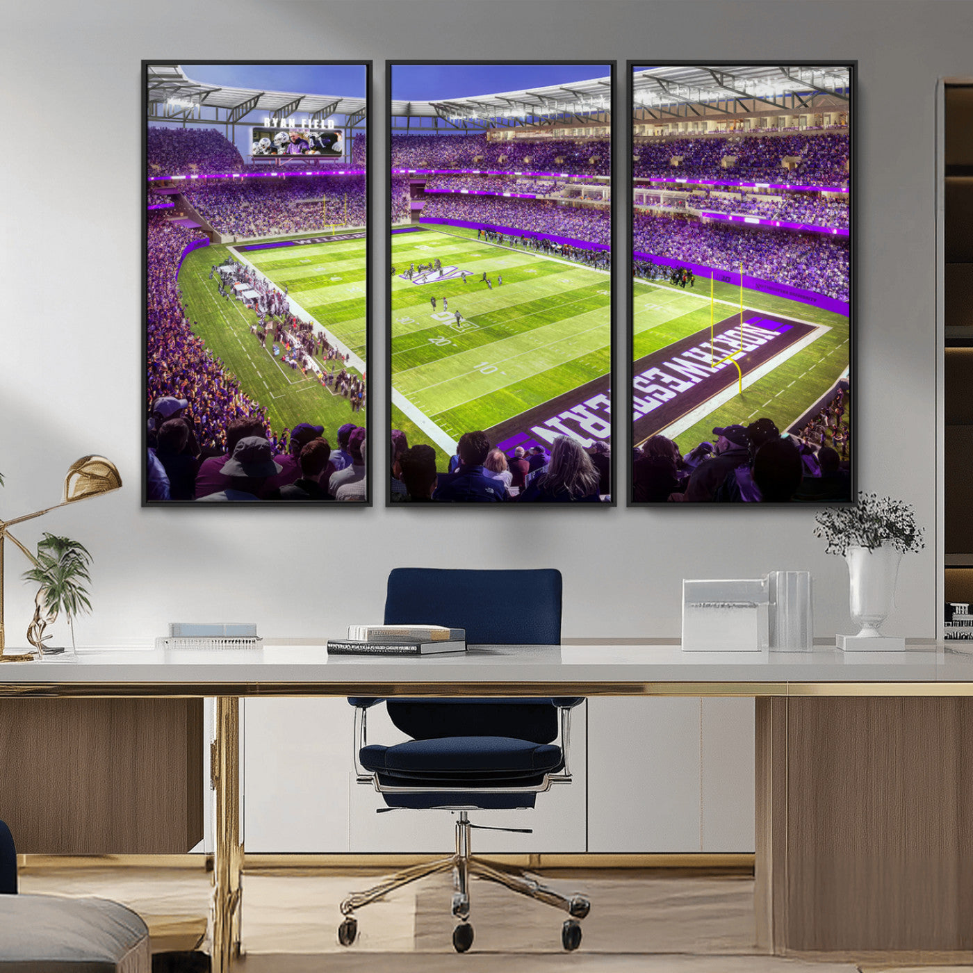 MGV-FC-48X32-3P - Northwestern University Wildcats Football Team Print - Evanston Ryan Field Wall Art Canvas Print