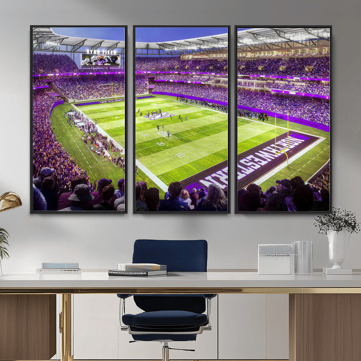 81245-MGV-CV-36X24 - Northwestern University Wildcats Football Team Print - Evanston Ryan Field Wall Art Canvas Print