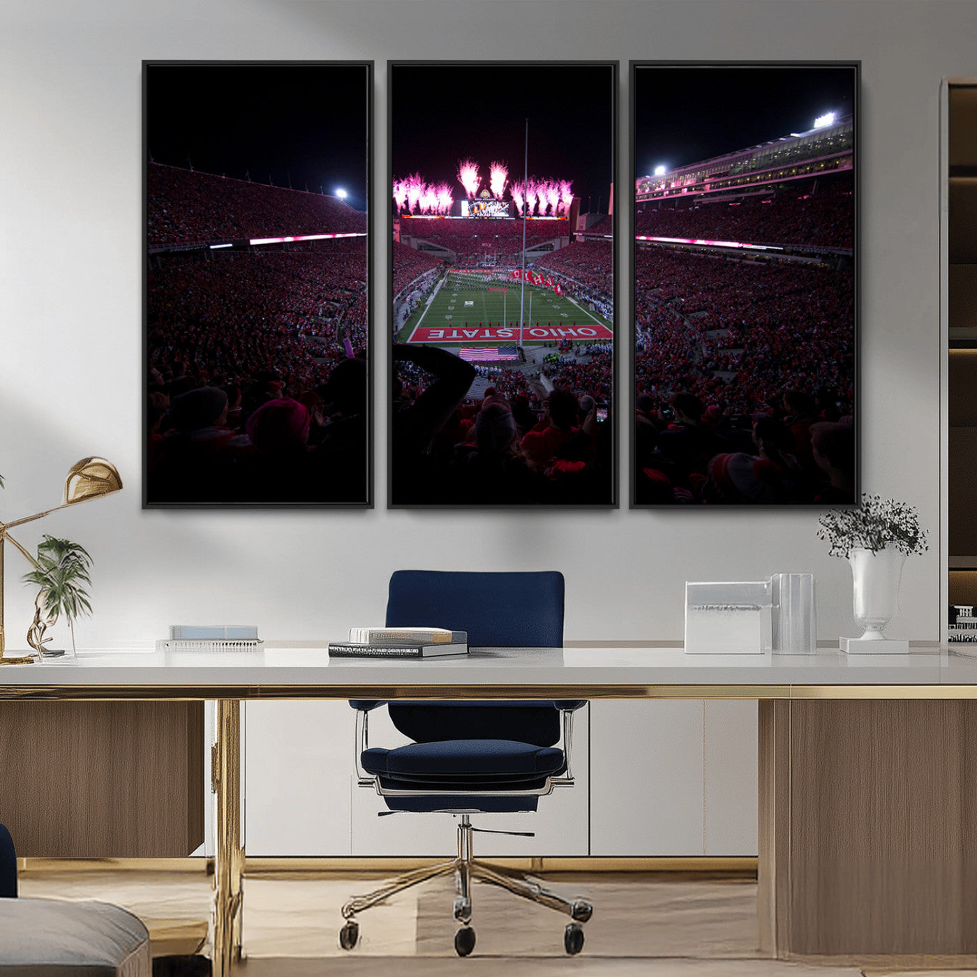 MGV-FC-48X32-3P - Ohio State University Buckeyes Football Team Print - Columbus Ohio Stadium Wall Art Canvas Print