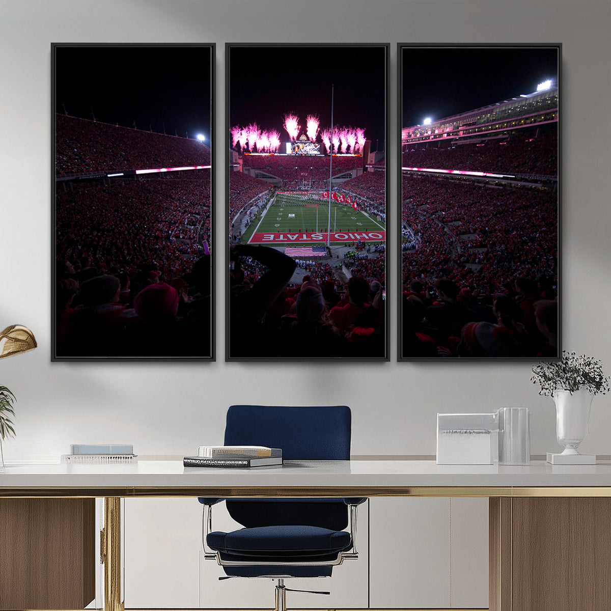 20483-PAN-FL-20X10 - Ohio State University Buckeyes Football Team Print - Columbus Ohio Stadium Wall Art Canvas Print