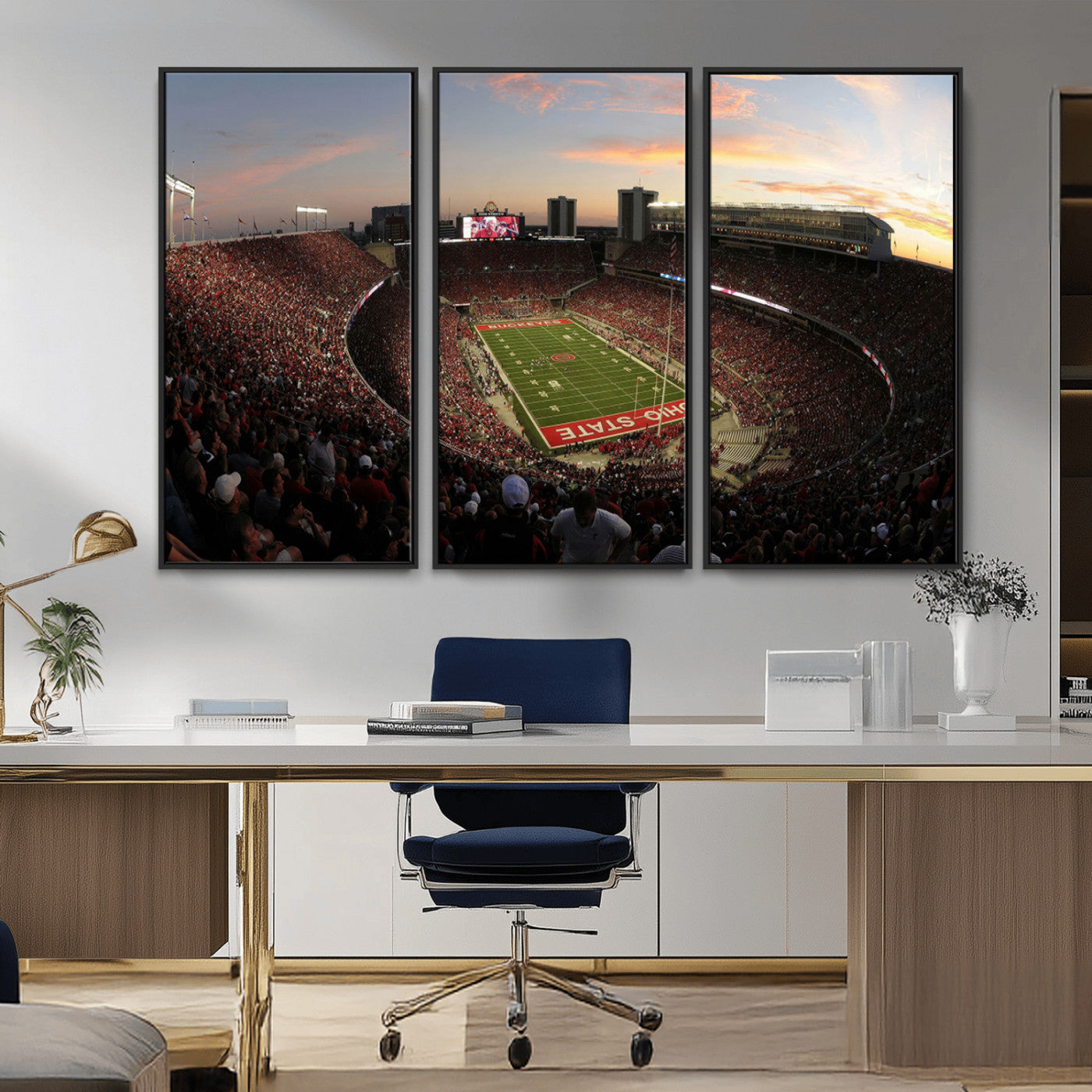 MGV-FC-48X32-3P - Ohio State University Buckeyes Football Team Print - Columbus Ohio Stadium Wall Art Canvas Print