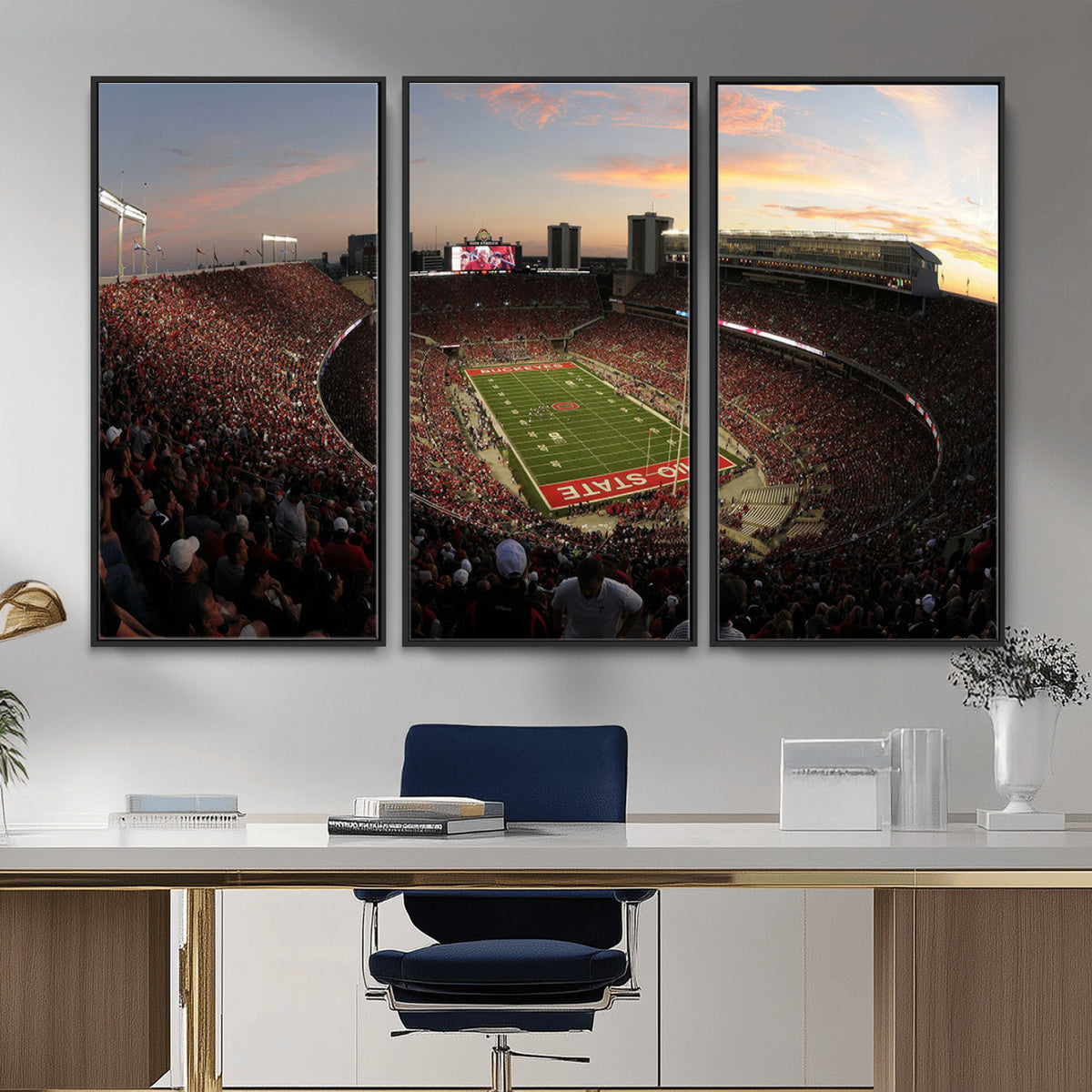 28825-PAN-FL-20X10 - Ohio State University Buckeyes Football Team Print - Columbus Ohio Stadium Wall Art Canvas Print