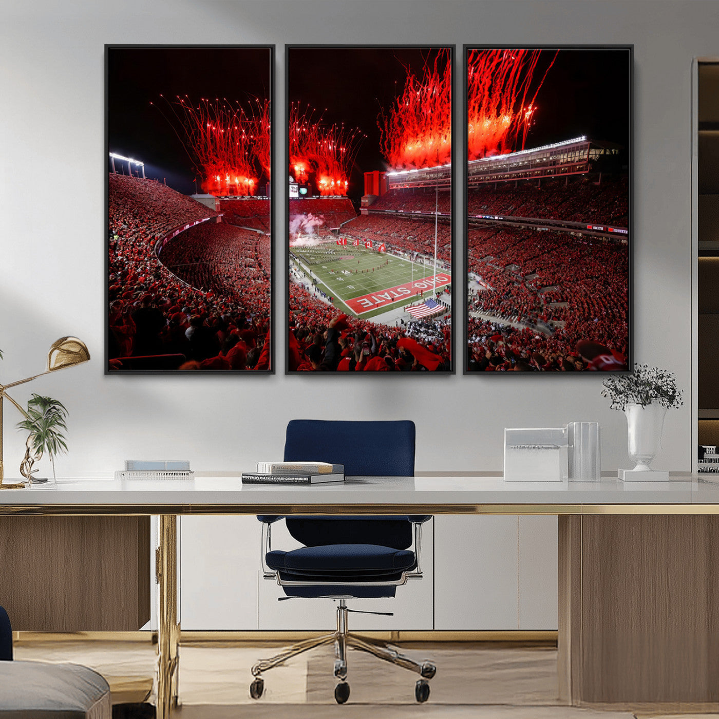MGV-FC-48X32-3P - Ohio State University Buckeyes Football Team Print - Columbus Ohio Stadium Wall Art Canvas Print