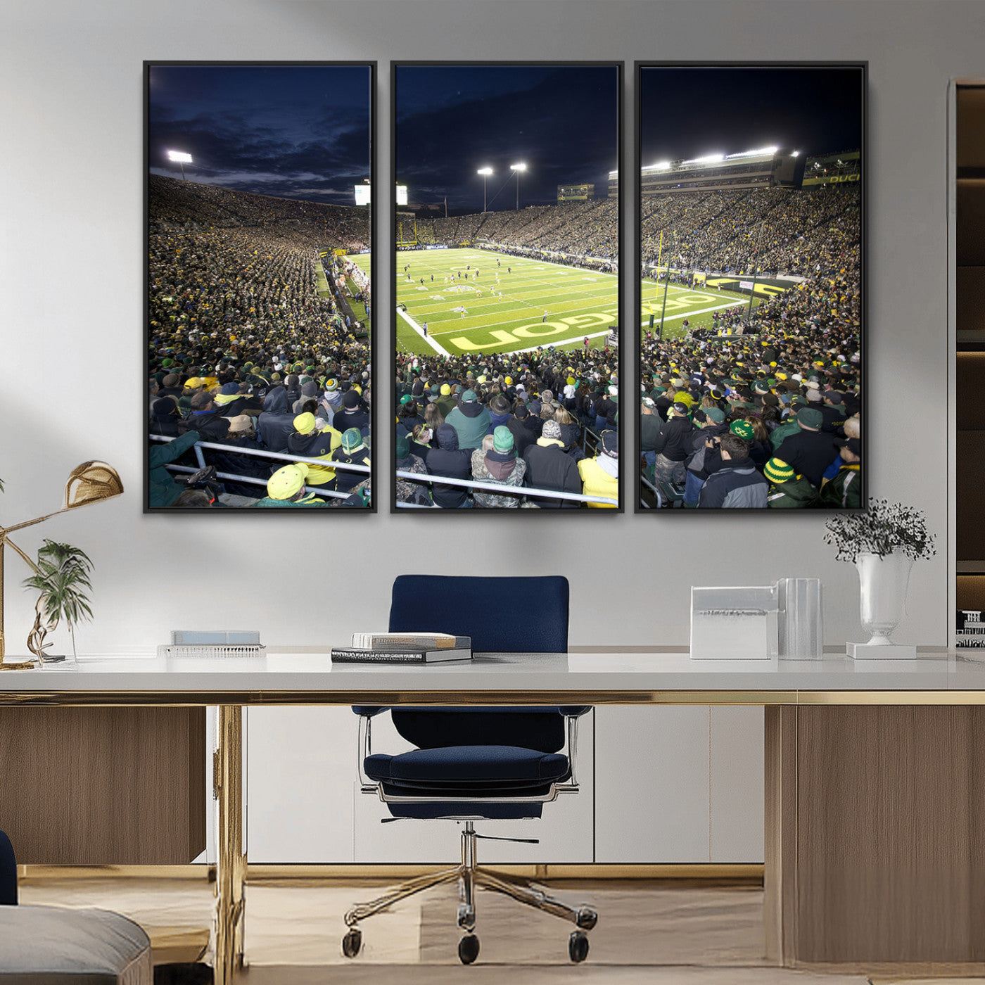 MGV-FC-48X32-3P - University of Oregon Ducks Football Team Print - Eugene Autzen Stadium Wall Art Canvas Print