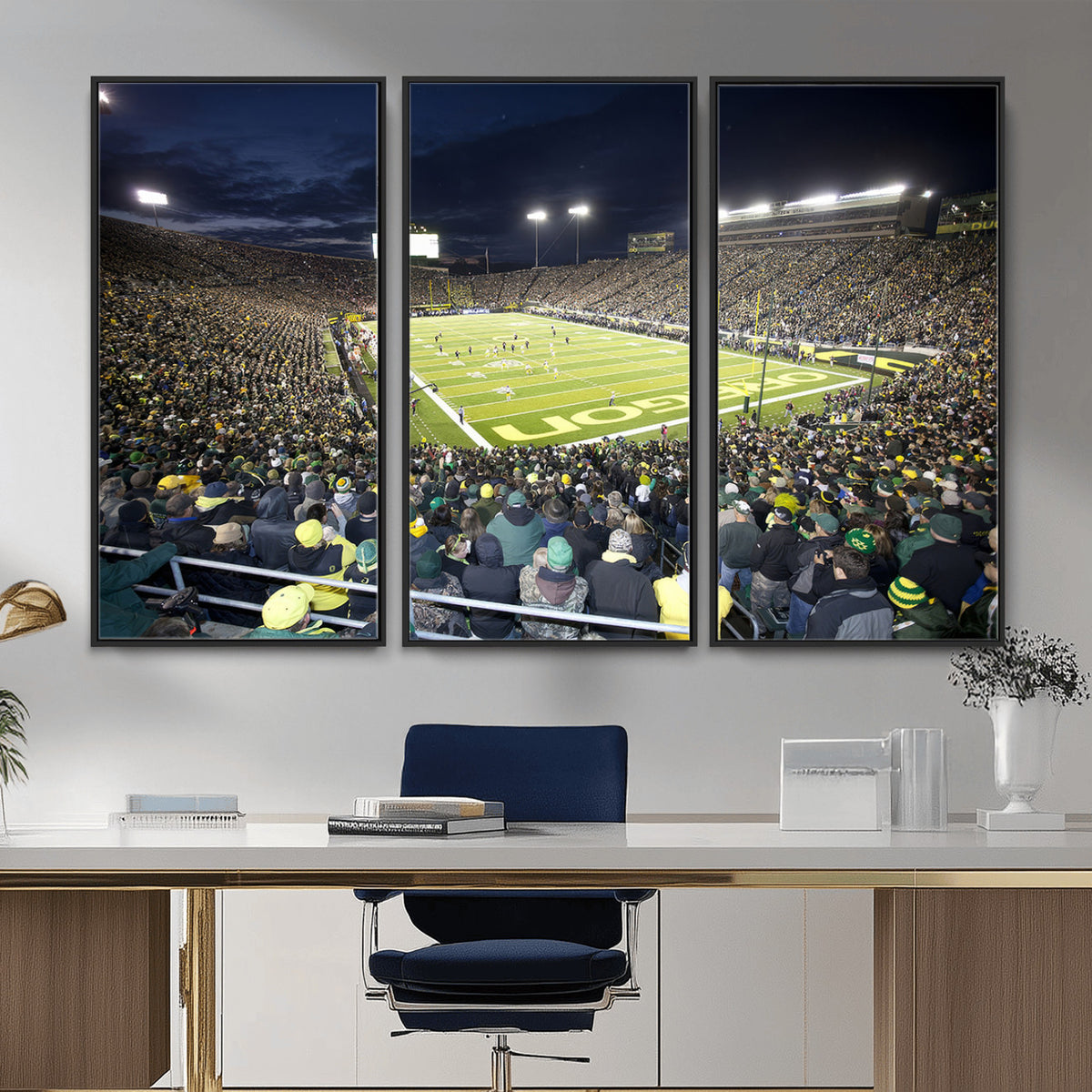 48756-PAN-FL-20X10 - University of Oregon Ducks Football Team Print - Eugene Autzen Stadium Wall Art Canvas Print