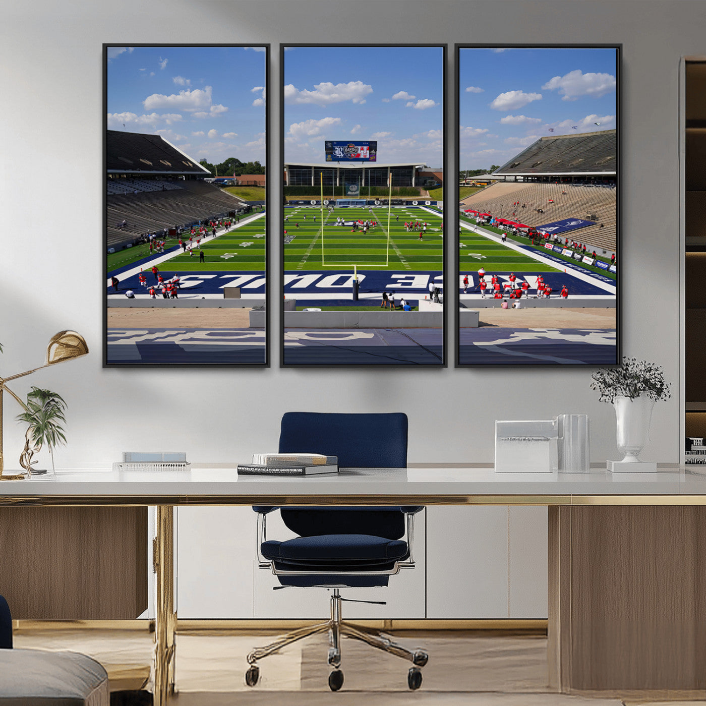 MGV-FC-48X32-3P - Rice University Owls Football Team Print - Houston Rice Stadium Wall Art Canvas Print