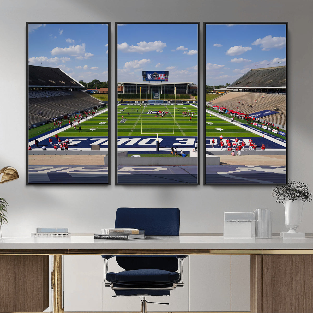 92248-MGV-CV-36X24 - Rice University Owls Football Team Print, Houston Rice Stadium
