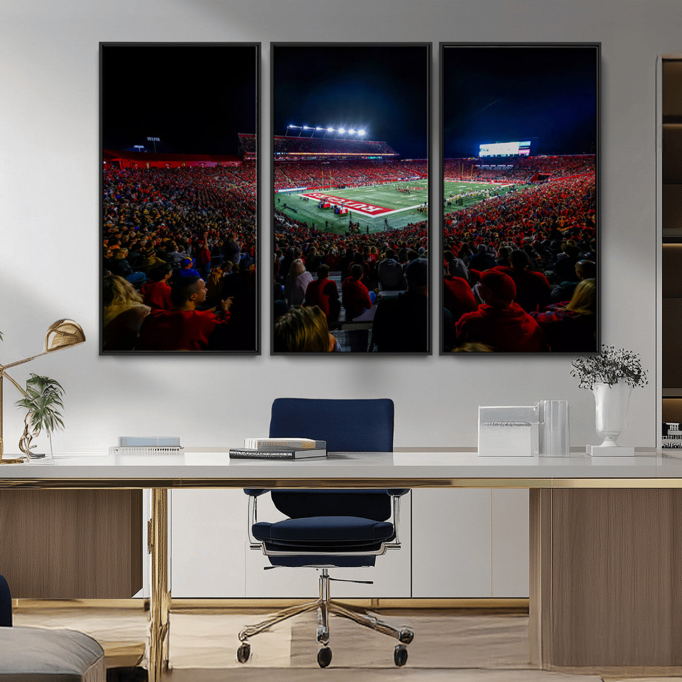 MGV-FC-48X32-3P - Rutgers Scarlet Knights Football Team Print - SHI Stadium, Piscataway Wall Art Canvas Print