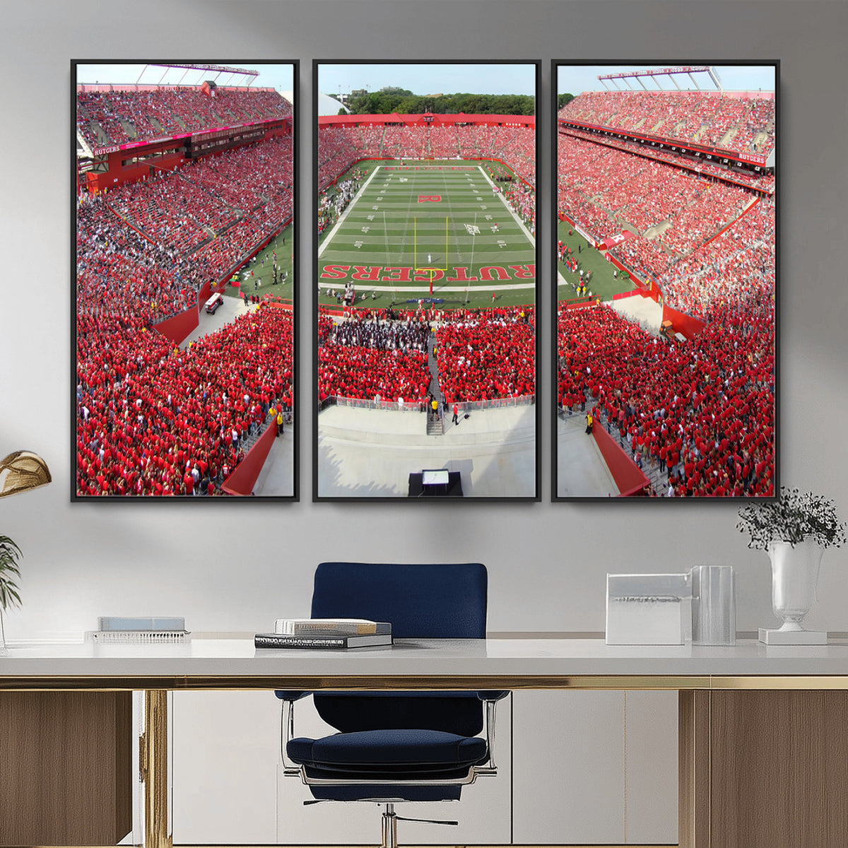 90818-PAN-FL-20X10 - Rutgers Scarlet Knights Football Team Print - Piscataway SHI Stadium Wall Art Canvas Print