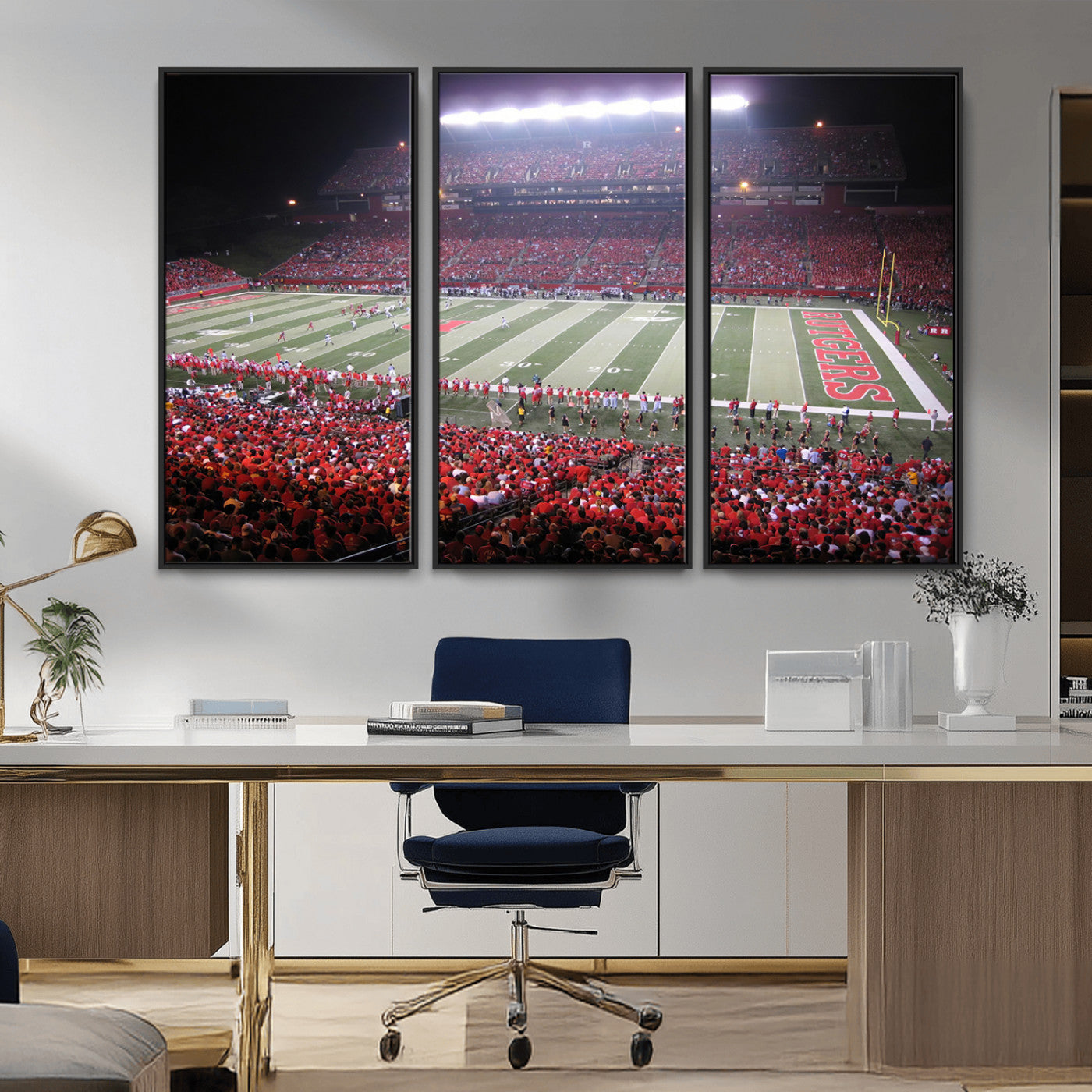 MGV-FC-48X32-3P - Rutgers University Scarlet Knights Football Team Print - Piscataway SHI Stadium Wall Art Canvas