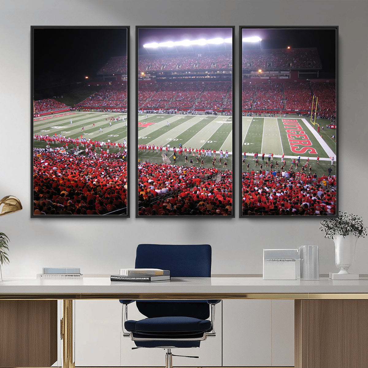 53225-PAN-FL-20X10 - Rutgers University Scarlet Knights Football Team Print - Piscataway SHI Stadium Wall Art Canvas