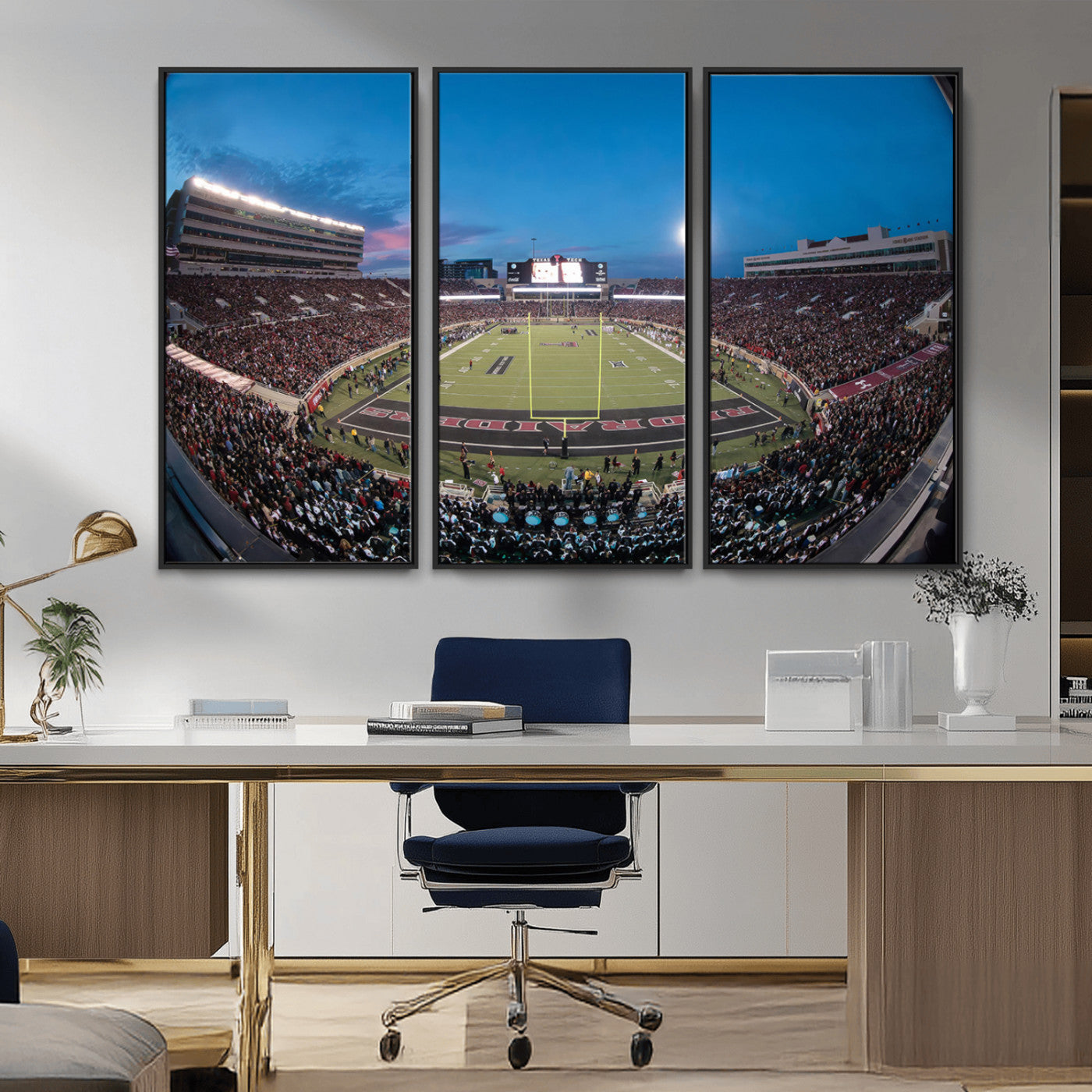 MGV-FC-48X32-3P - Texas Tech Red Raiders Canvas, Framed Football Team Print - Lubbock Jones AT&T Stadium Wall Art