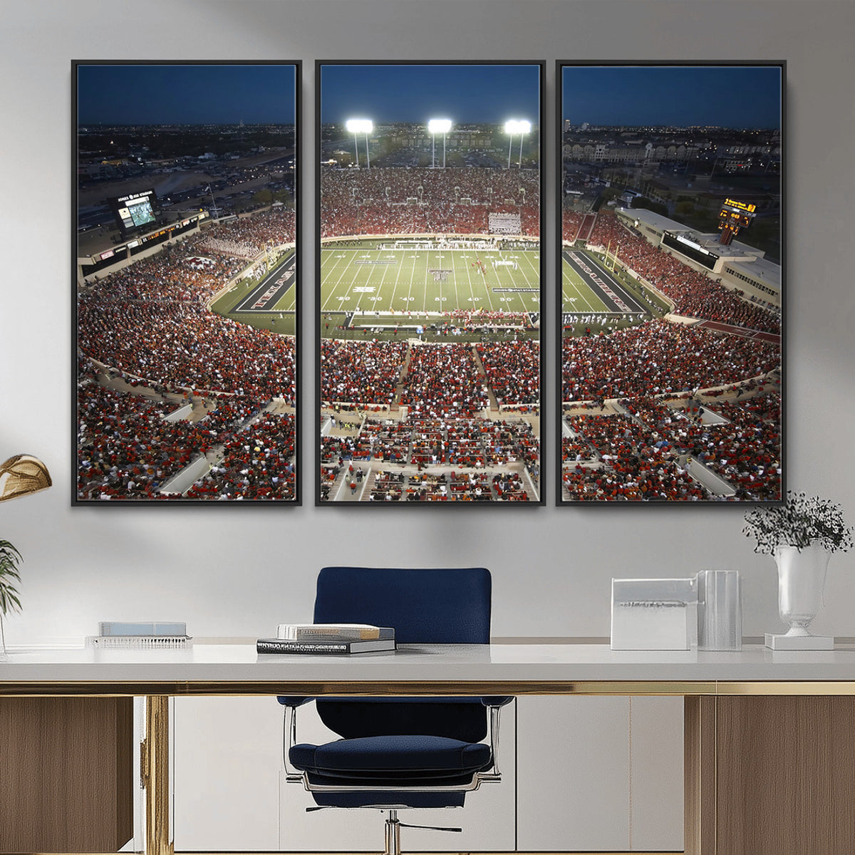 55763-MGV-CV-36X24 - Texas Tech Red Raiders Football Team Print, Lubbock Jones AT&T Stadium, Framed and Ready to Hang