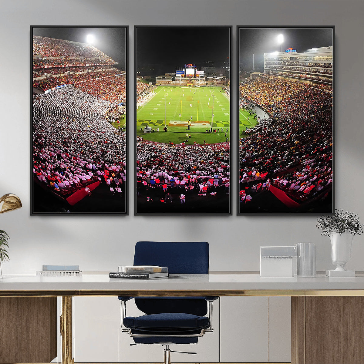 12091-PAN-FL-20X10 - University of Maryland Terrapins Football Team Print - College Park SECU Stadium Wall Art Canvas
