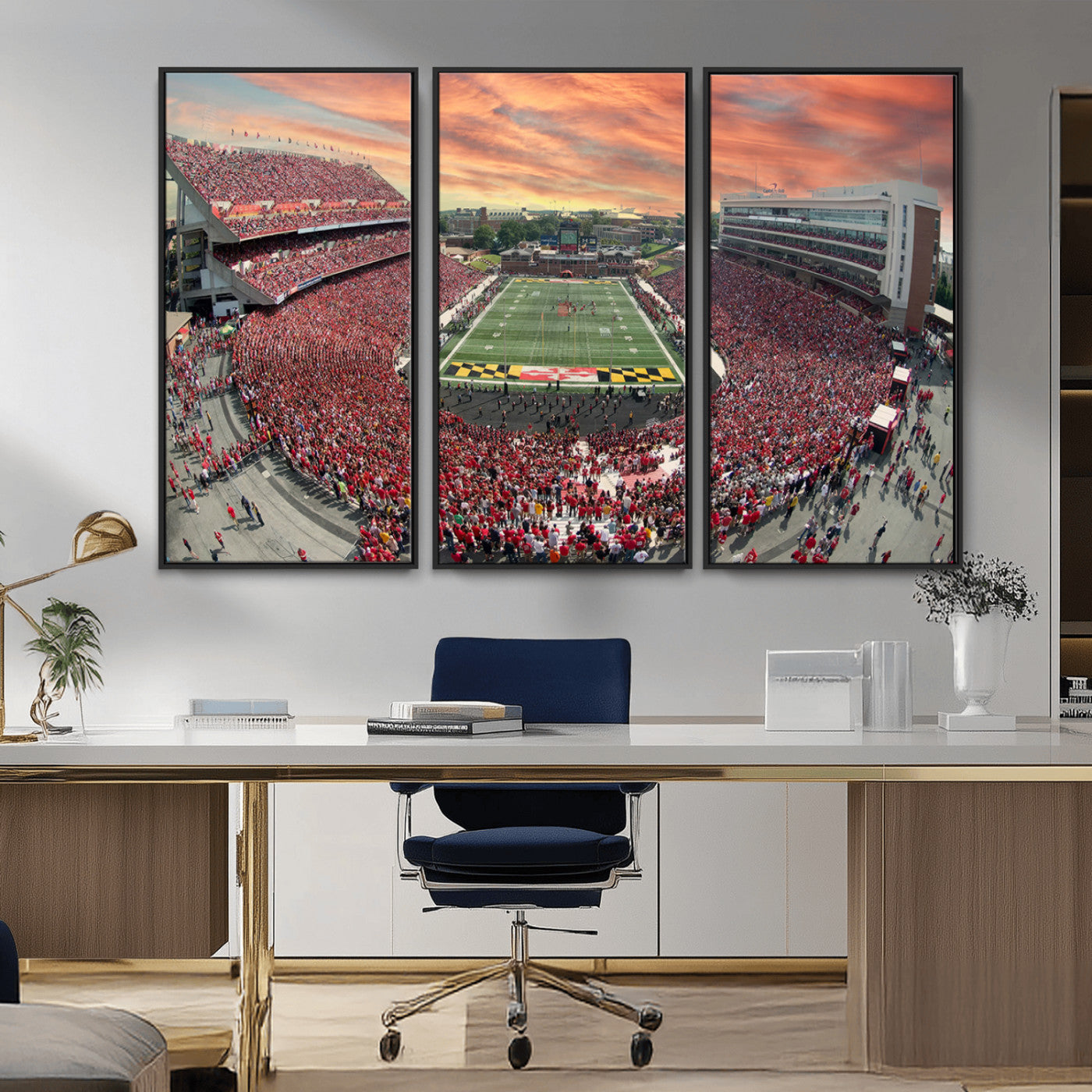 MGV-FC-48X32-3P - University of Maryland Terrapins Football Team Print - College Park SECU Stadium Wall Art Canvas