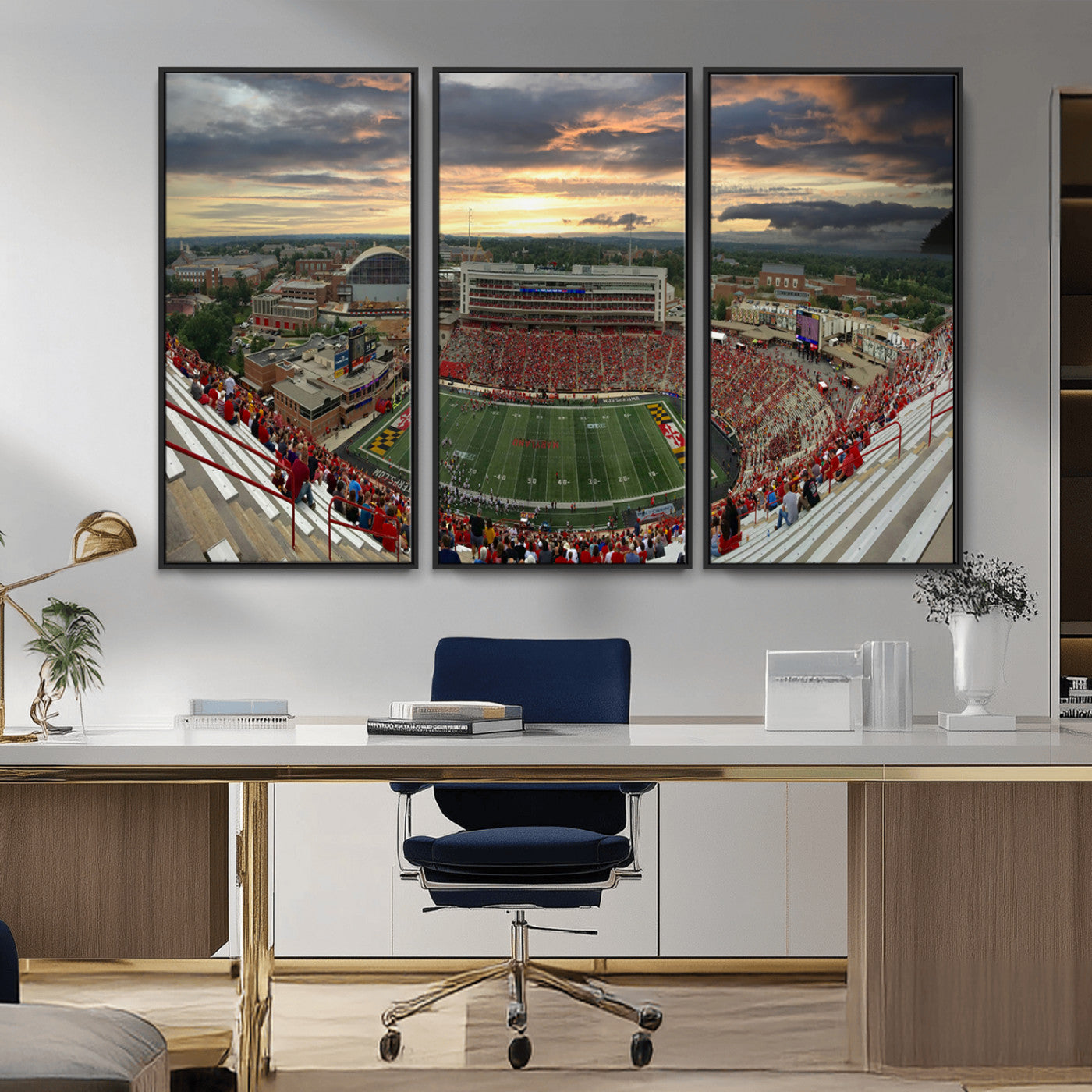 MGV-FC-48X32-3P - University of Maryland Terrapins Football Team Print - College Park SECU Stadium Wall Art Canvas