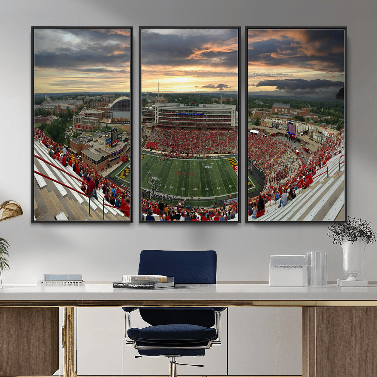29993-PAN-FL-20X10 - University of Maryland Terrapins Football Team Print - College Park SECU Stadium Wall Art Canvas