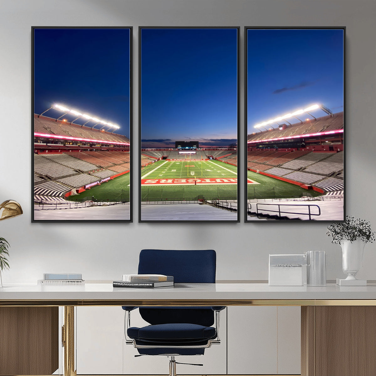 15051-MGV-CV-36X24 - Rutgers Scarlet Knights Football Team Print, Piscataway SHI Stadium