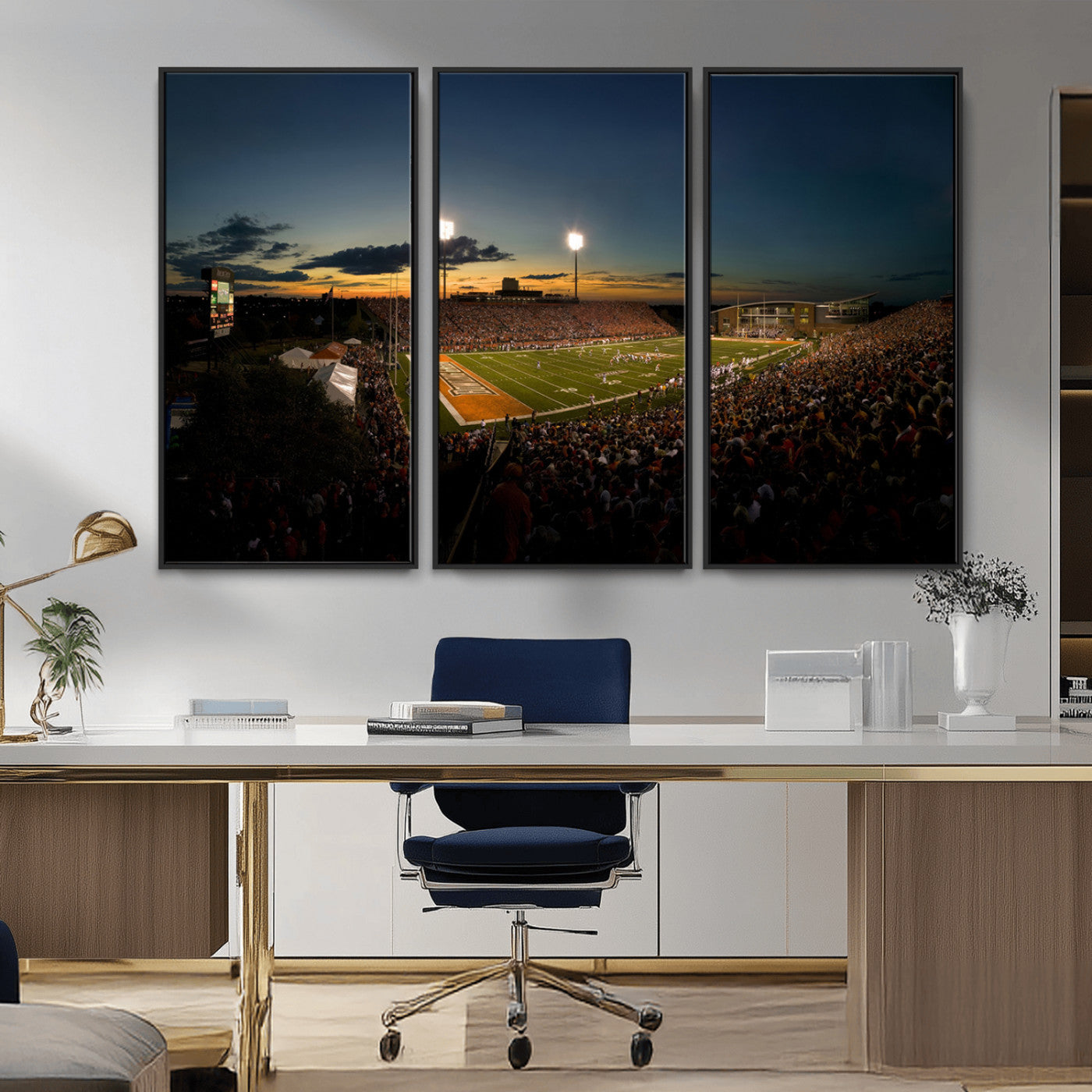 MGV-FC-48X32-3P - Ball State Cardinals Football Team Print - Muncie Scheumann Stadium Wall Art Canvas Print