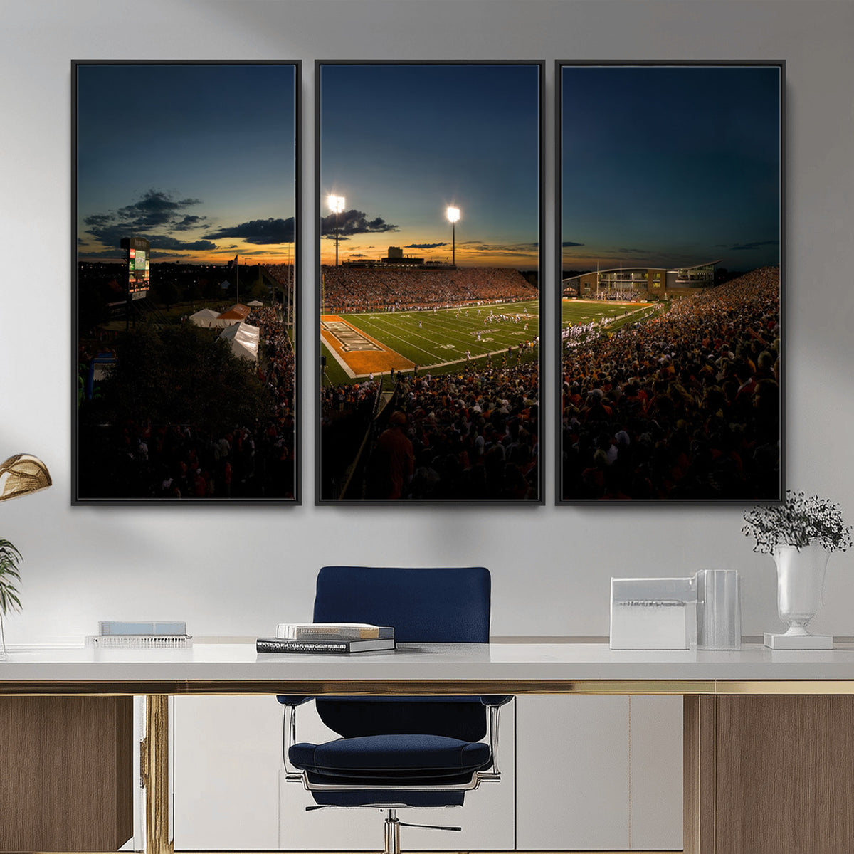 15980-PAN-FL-20X10 - Ball State Cardinals Football Team Print - Muncie Scheumann Stadium Wall Art Canvas Print
