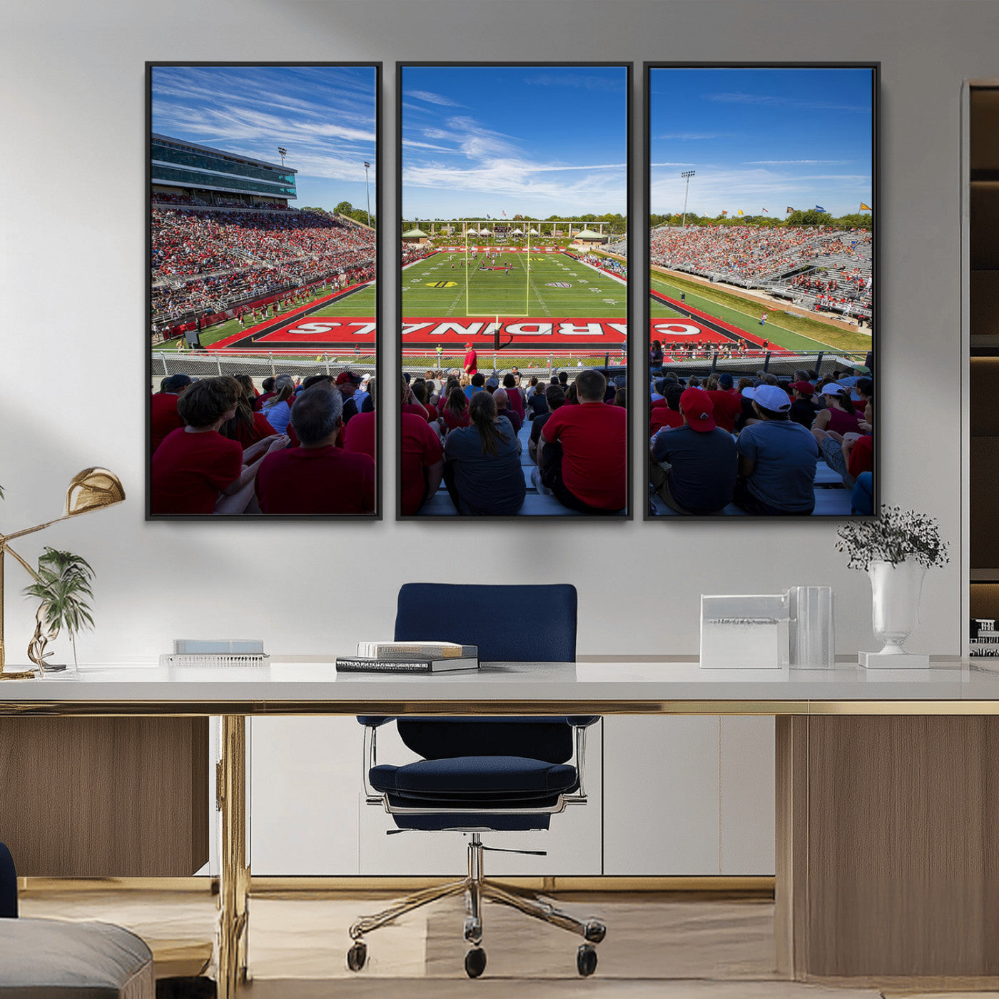 MGV-FC-48X32-3P - Ball State Cardinals Football Team Print - Muncie Scheumann Stadium Wall Art Canvas Print