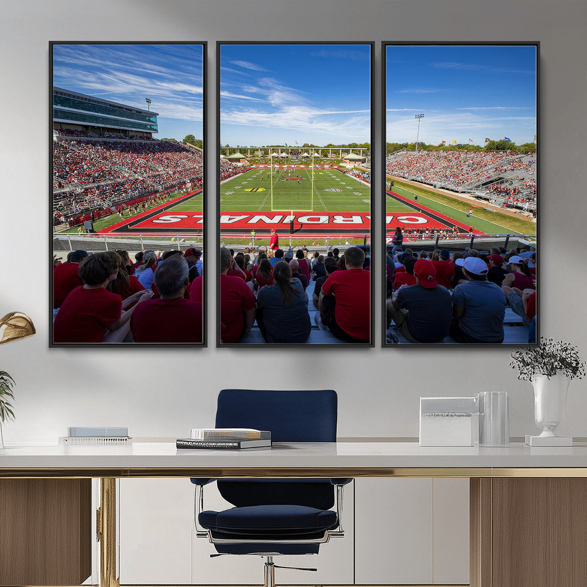71475-PAN-FL-20X10 - Ball State Cardinals Football Team Print - Muncie Scheumann Stadium Wall Art Canvas Print
