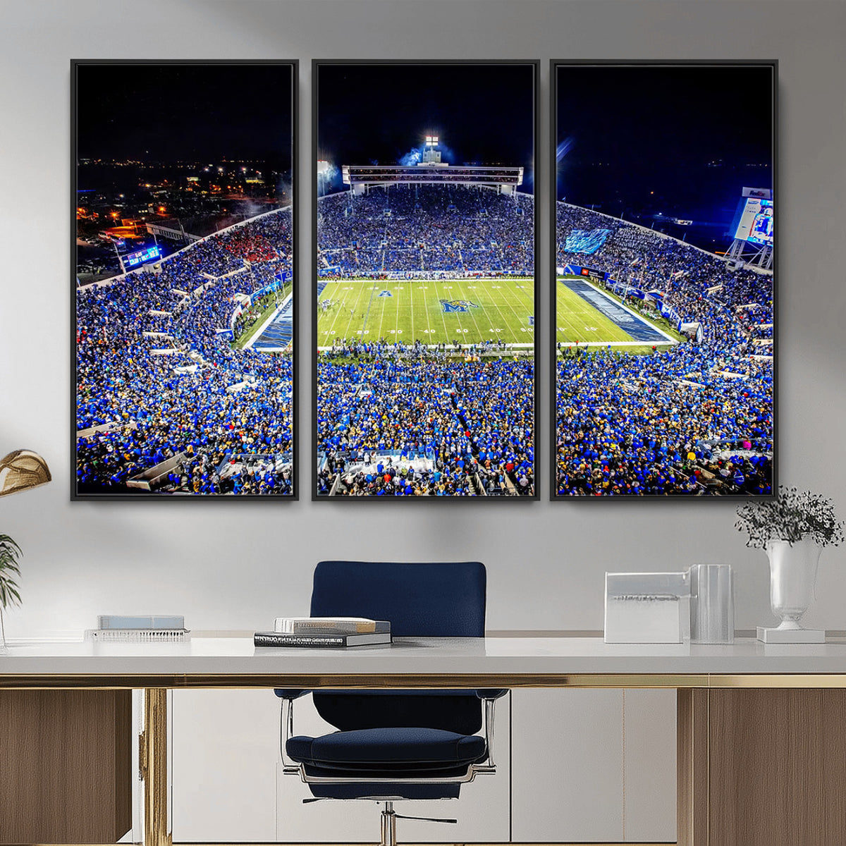 11665-PAN-FL-20X10 - University of Memphis Tigers Football Team Print - Memphis Simmons Bank Liberty Stadium Wall Art