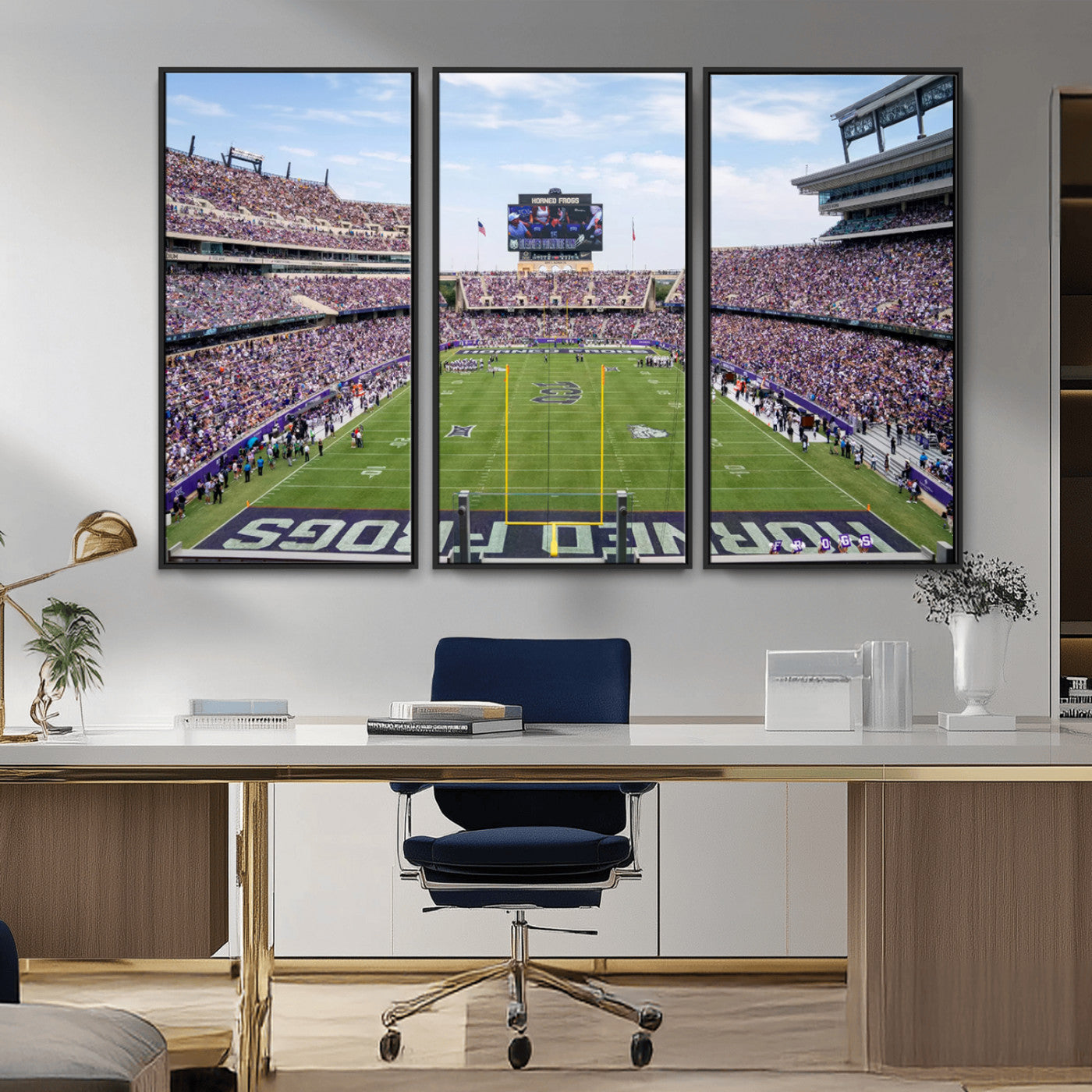 MGV-FC-48X32-3P - TCU Horned Frogs Football Team Print - Fort Worth Amon G. Carter Stadium Wall Art Canvas Print