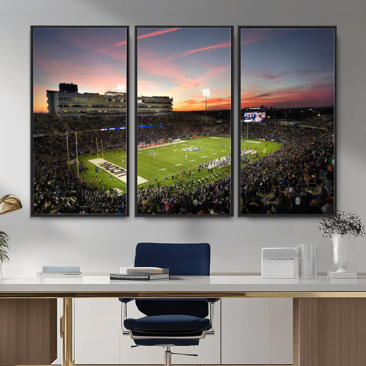 64416-MGV-CV-36X24 - The University of Connecticut UCONN Huskies Football Team Print, Framed and Ready to Hang