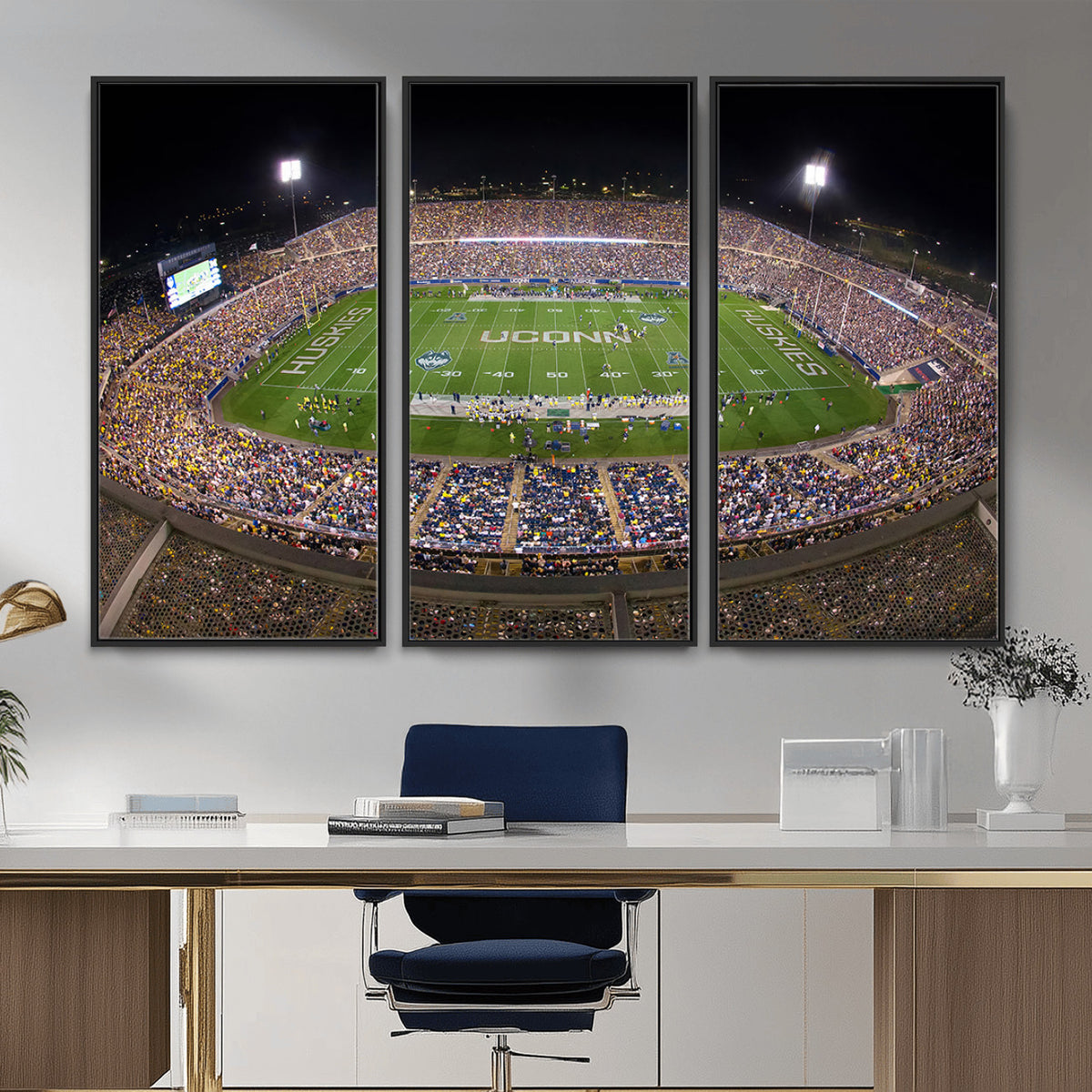 52855-MGV-CV-36X24 - The University of Connecticut UCONN Huskies Football Team Print, East Hartford