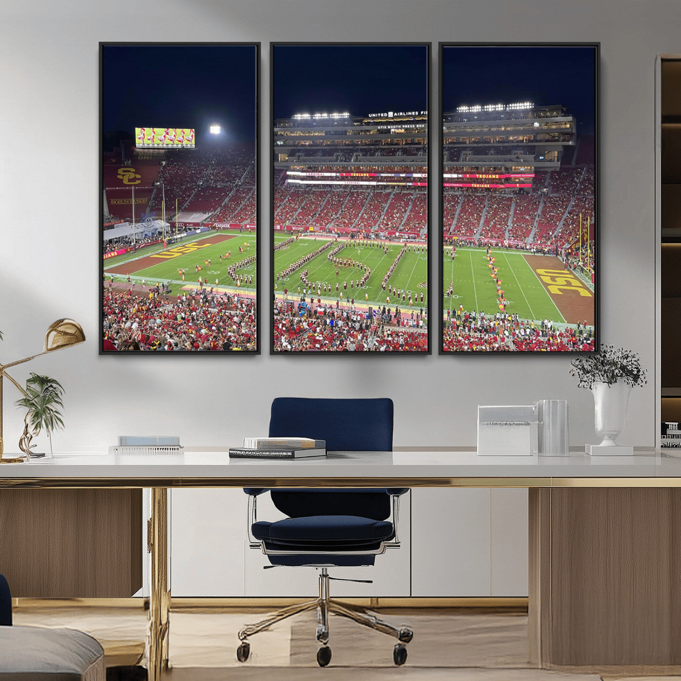 MGV-FC-48X32-3P - The University of Southern California USC Trojans Football Team Print - Los Angeles Memorial