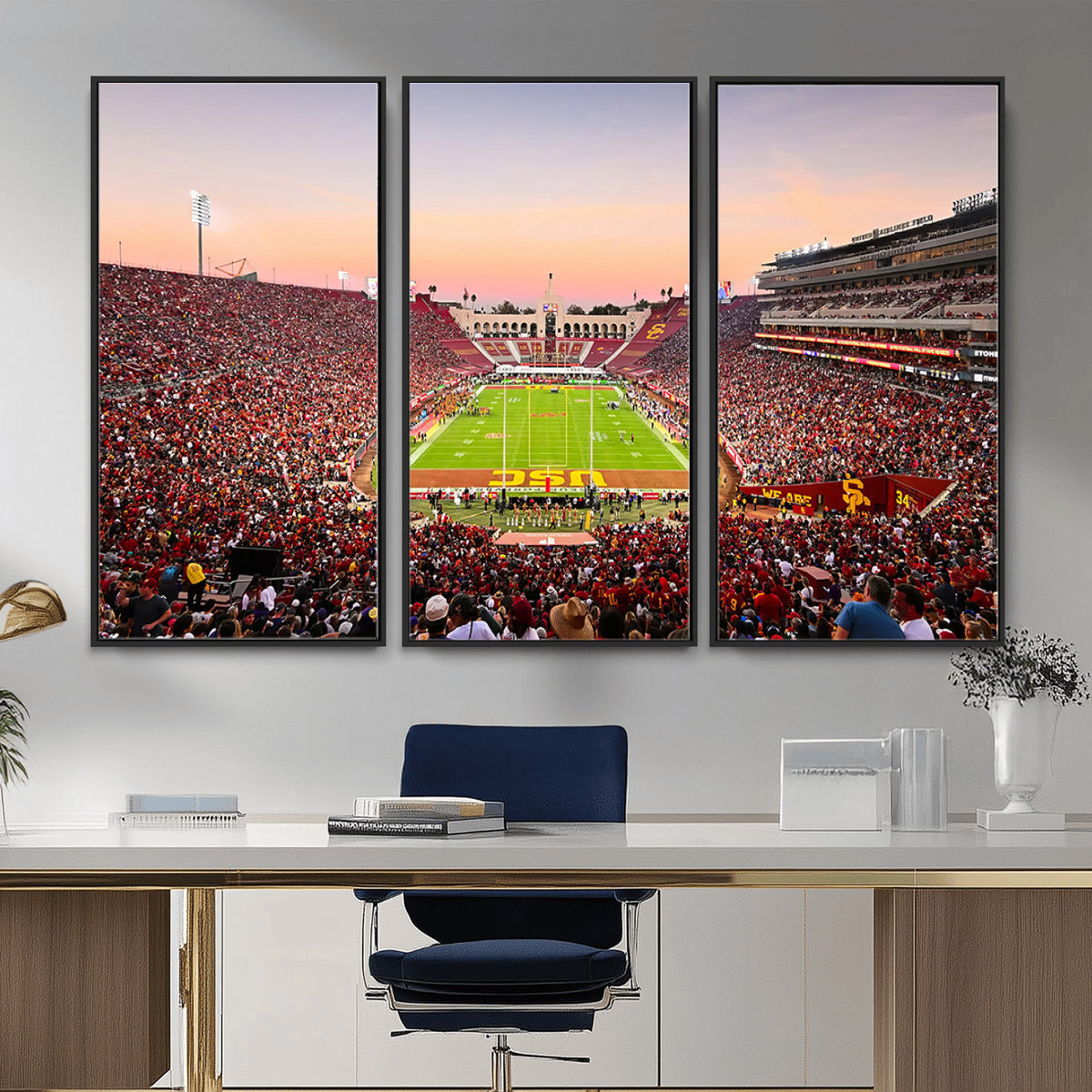 39904-MGV-CV-36X24 - The University of Southern California USC Trojans Football Team Print, Home Bar Wall Decor