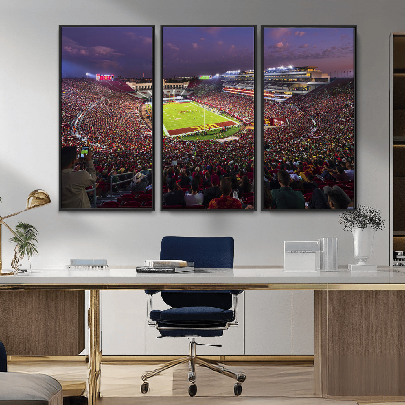 MGV-FC-48X32-3P - The University of Southern California USC Trojans Football Team Print - Los Angeles Memorial