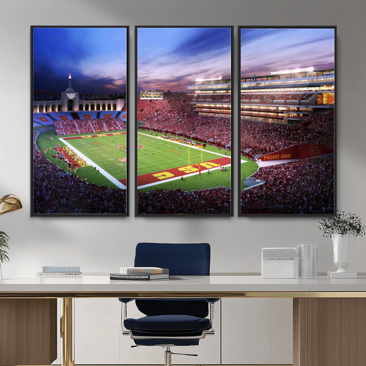 71879-MGV-CV-36X24 - The University of Southern California USC Trojans Football Team Print, Framed and Ready to Hang