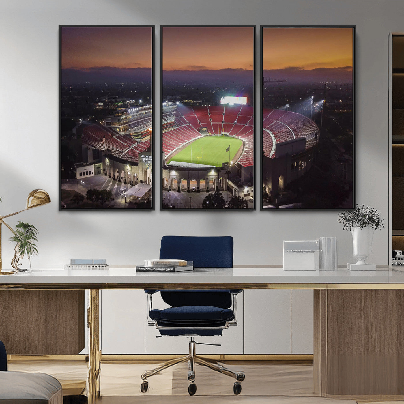 MGV-FC-48X32-3P - The University of Southern California USC Trojans Football Team Print - Los Angeles Memorial