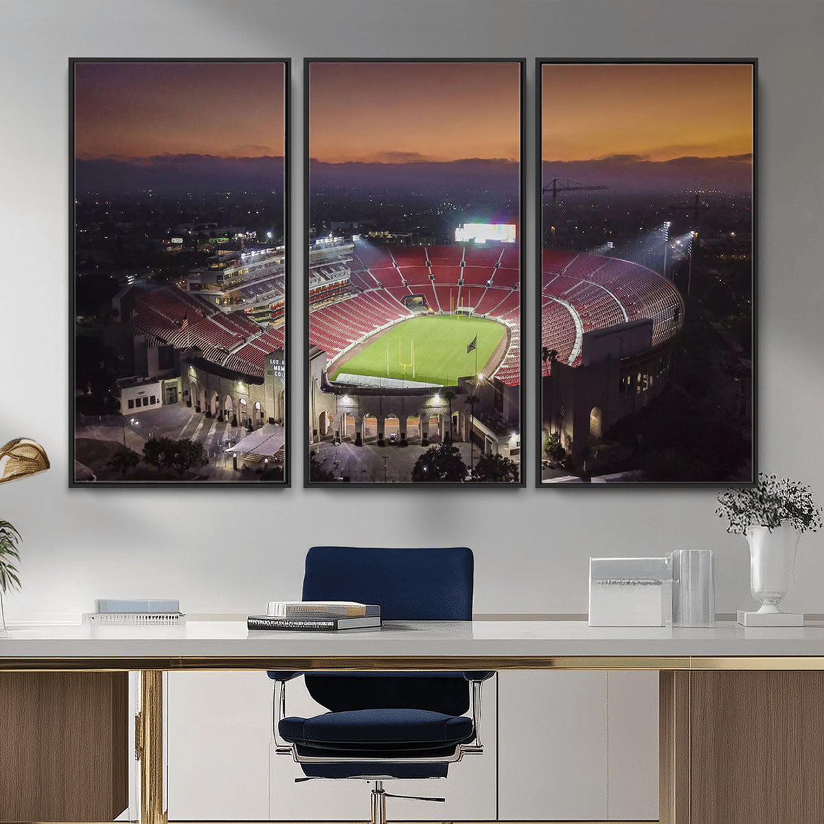 50666-MGV-CV-36X24 - The University of Southern California USC Trojans Football Team Print, Los Angeles Memorial Coliseum