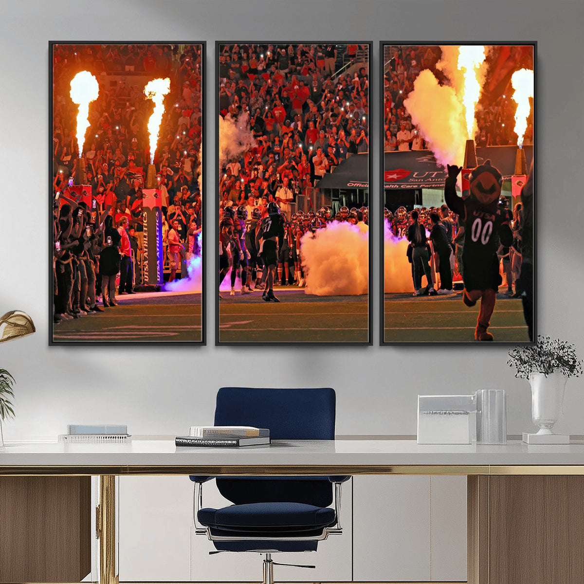 98664-MGV-CV-36X24 - The University of Texas at San Antonio Roadrunners Football Team Print, Extra Large Game Room Wall Decor