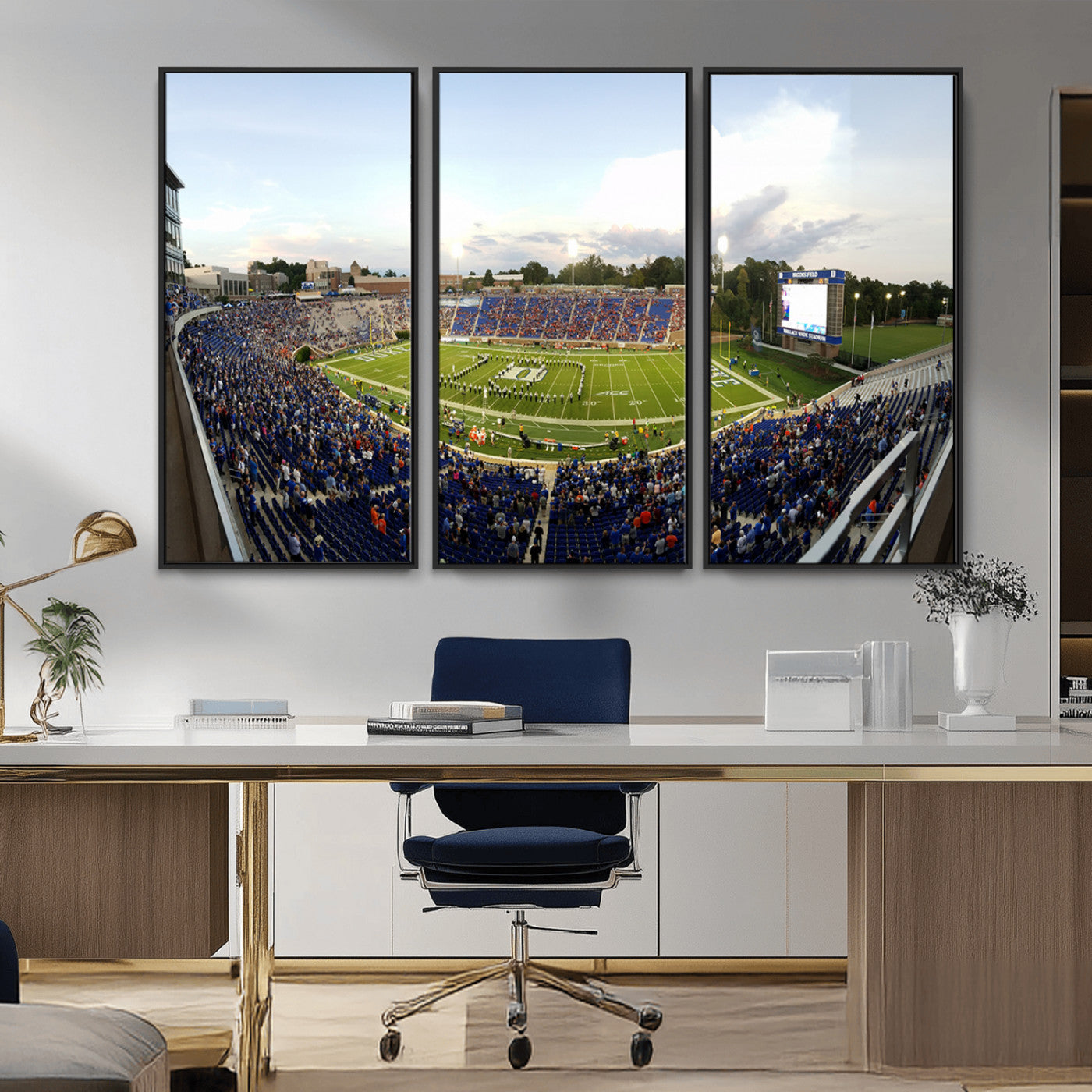 MGV-FC-48X32-3P - The Duke University Blue Devils Football Team Print - Durham Wallace Wade Stadium Wall Art Canvas