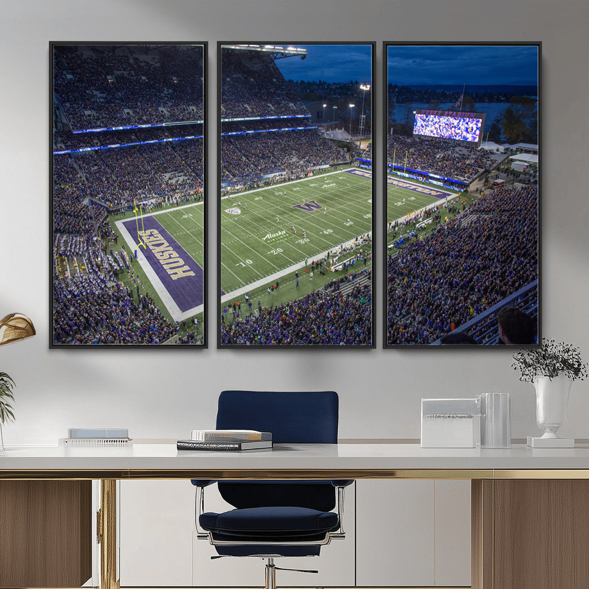 84780-MGV-CV-36X24 - The University of Washington Huskies Football Team Print, Framed and Ready to Hang