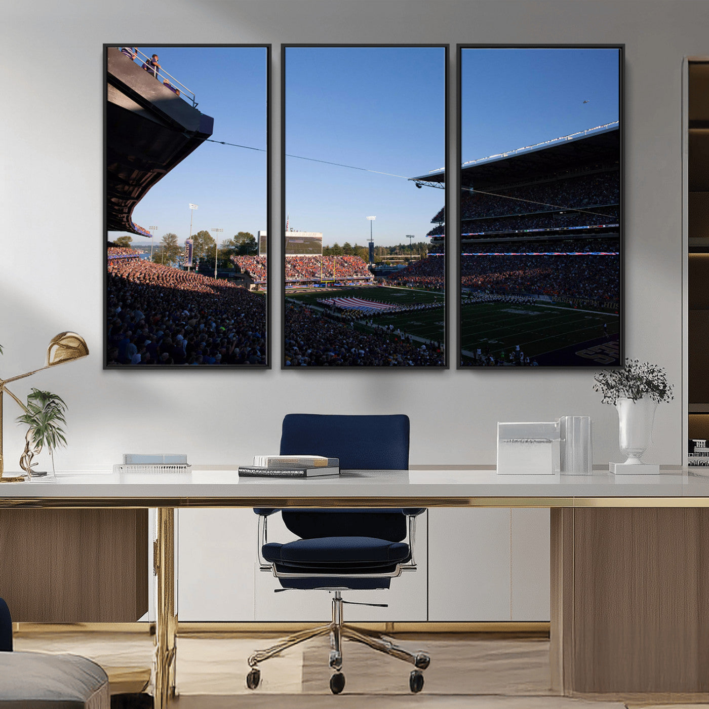 MGV-FC-48X32-3P - The University of Washington Huskies Football Team Print - Seattle Husky Stadium Wall Art Canvas