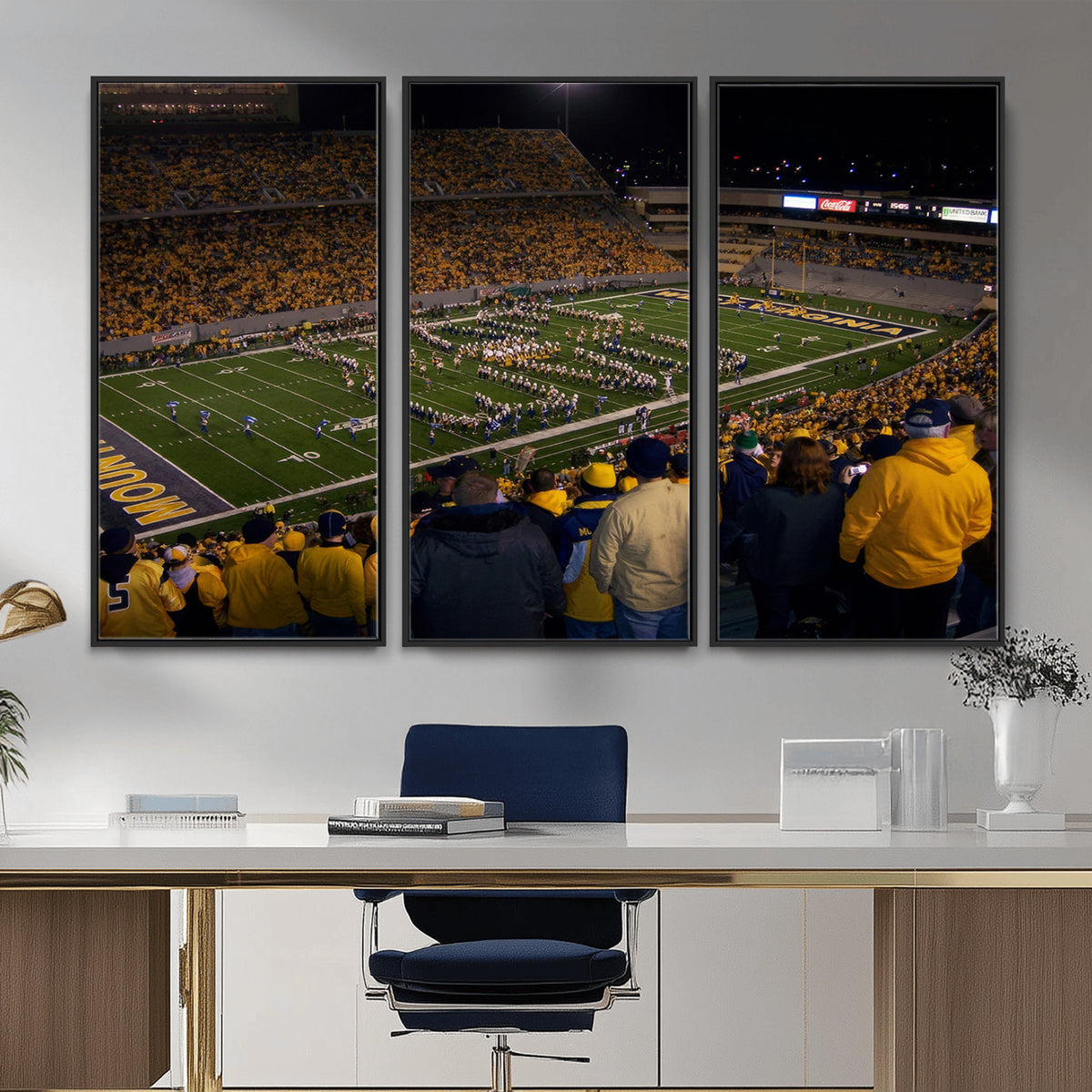 58154-MGV-CV-36X24 - West Virginia University Mountaineers Football Team Print, Milan Puskar Stadium, Morgantown