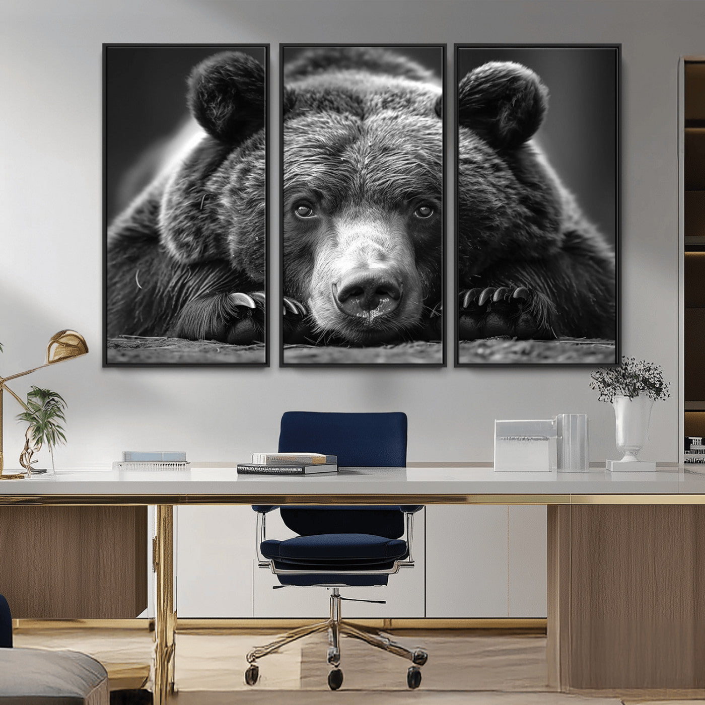 MGV-FC-48X32-3P - Resting Grizzly 399 Bear Canvas Print | Ready to Hang Wall Art | Rustic Cabin & Farmhouse Decor |