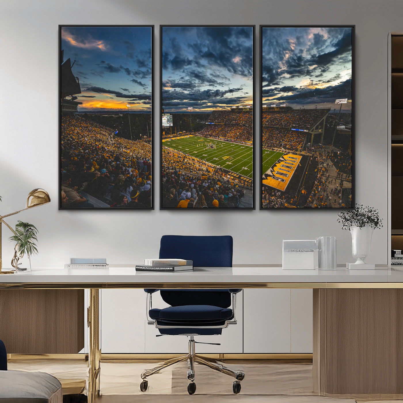 MGV-FC-48X32-3P - University of Wyoming Cowboys Football Team Print - Laramie War Memorial Stadium Wall Art Canvas