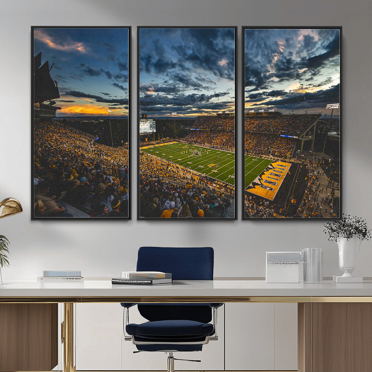 61020-MGV-CV-36X24 - University of Wyoming Cowboys Football Team Print, Laramie, Framed and Ready to Hang