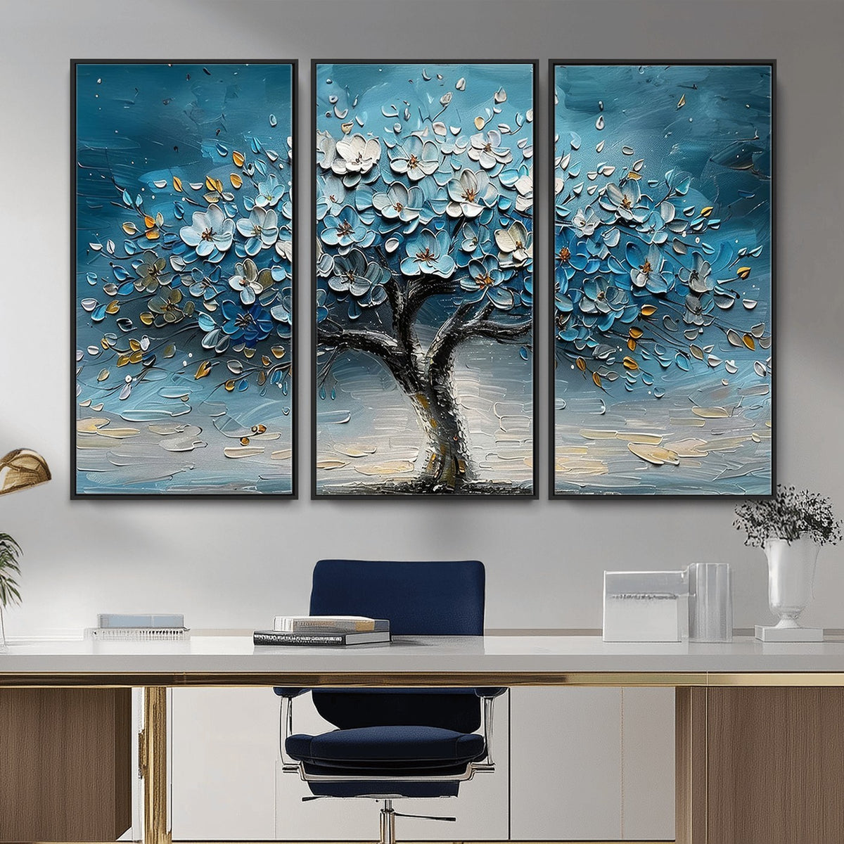 24109-_Poster-30x20 - Abstract Blooming Tree Wall Art Canvas Print, Floral Modern Home Decor
