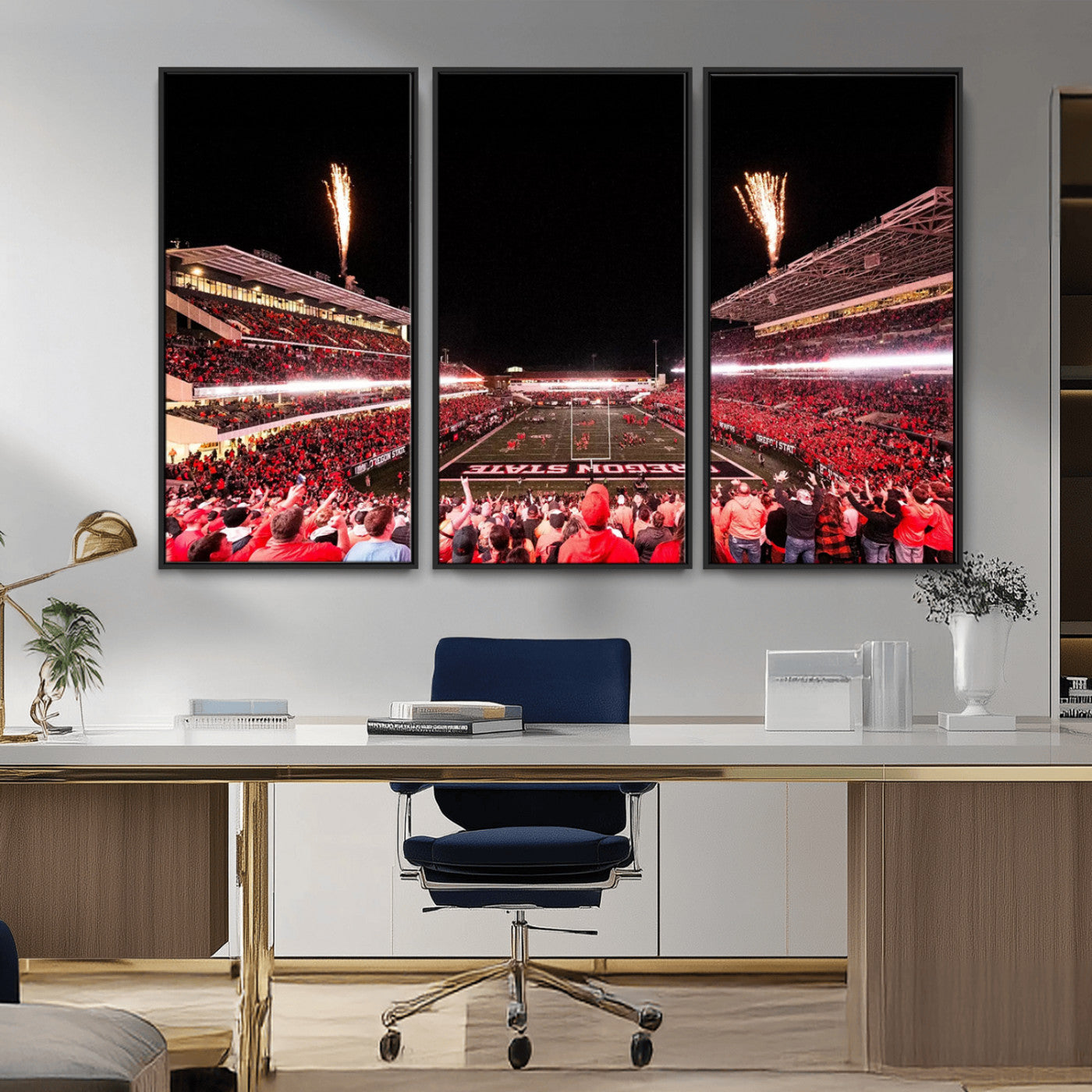 MGV-FC-48X32-3P - Oregon State Beavers Football Team Print - Corvallis Reser Stadium Wall Art Canvas Print